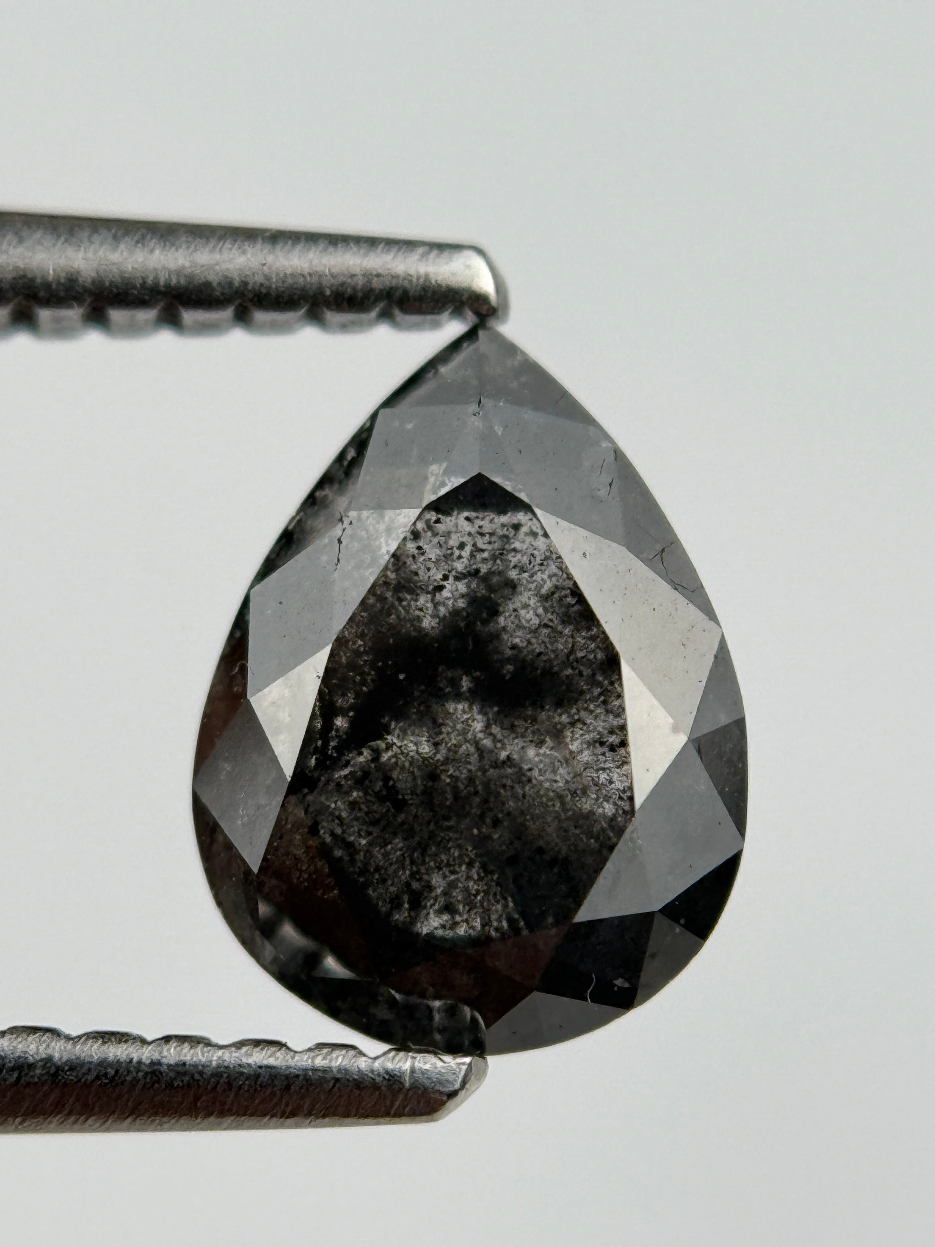 1.45 Ct Pear Rose Cut Black Natural Fancy Diamond