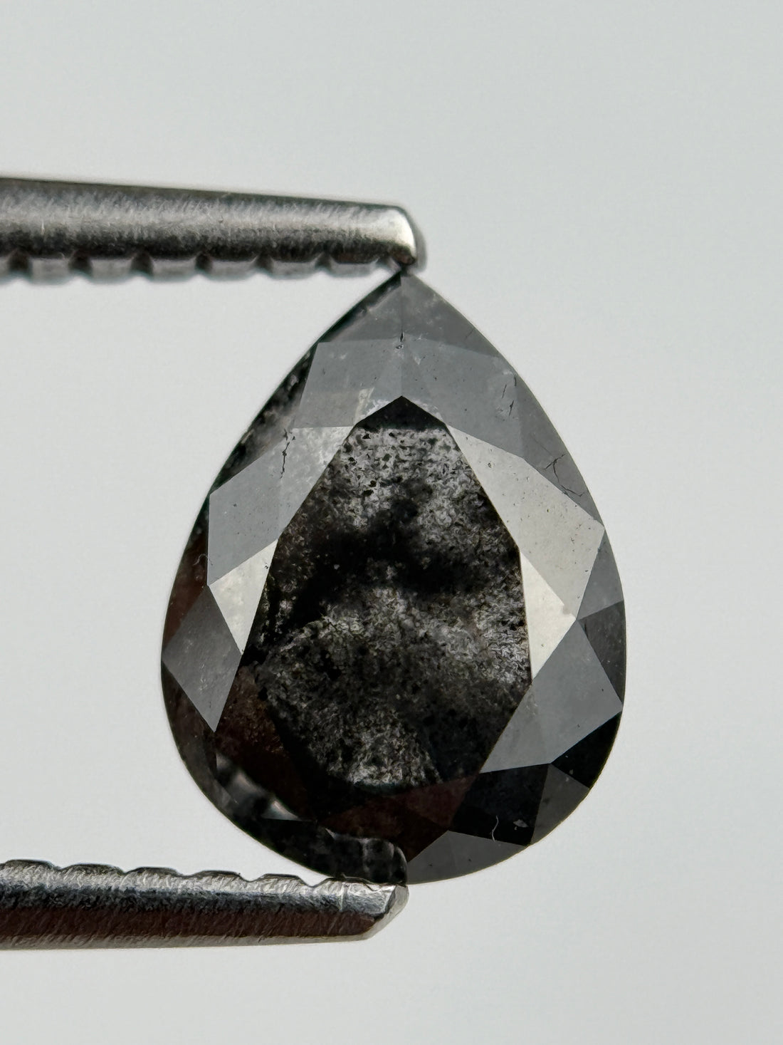 1.45 Ct Pear Rose Cut Black Natural Fancy Diamond