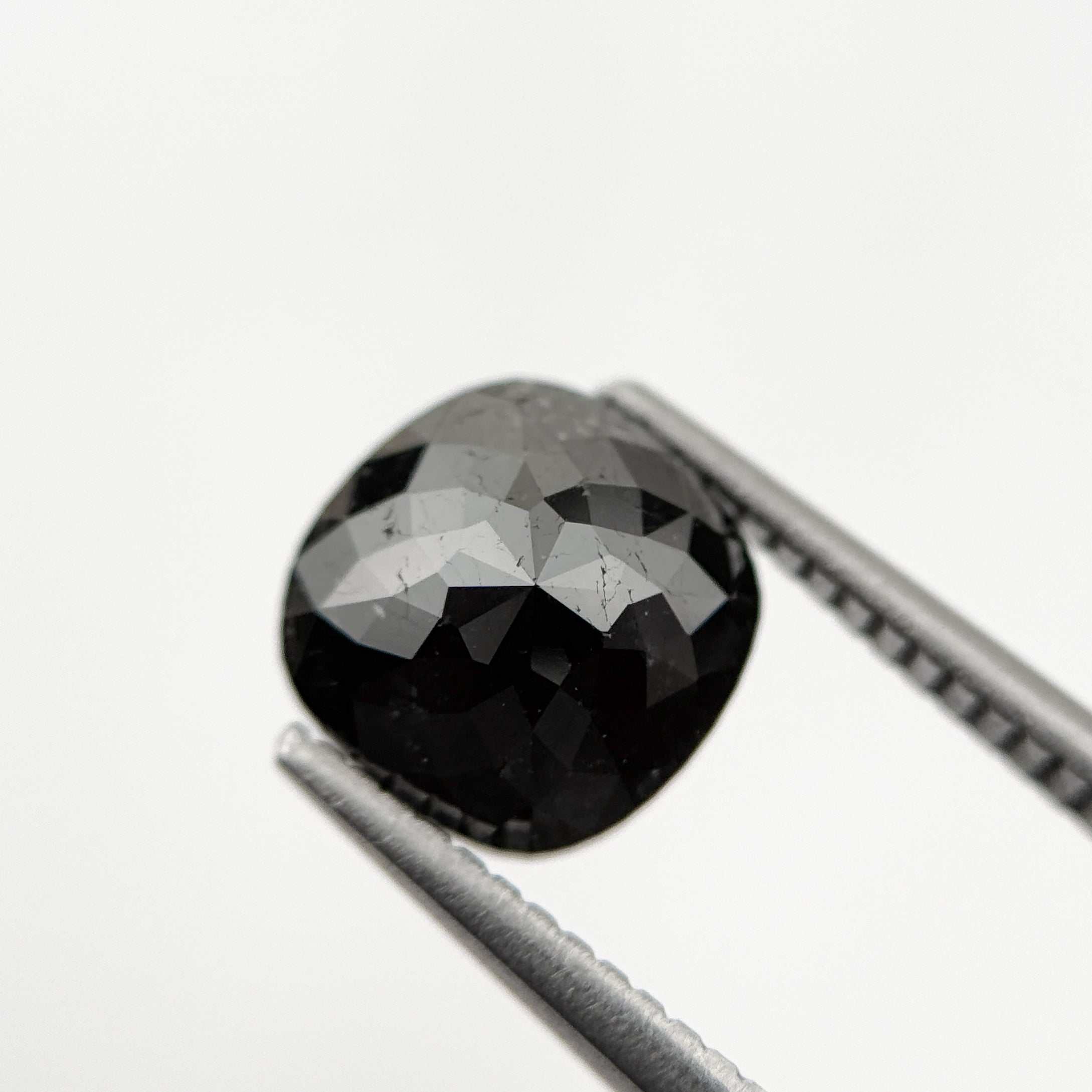2.44 Ct Cushion Rose Cut Black Natural Fancy Diamond