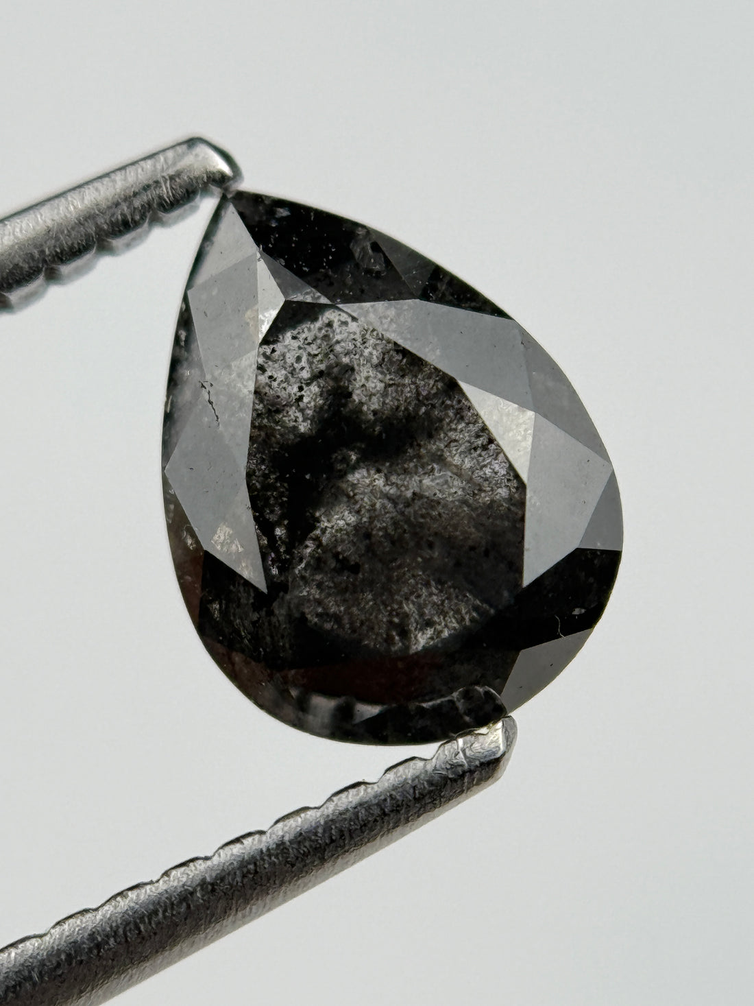 1.45 Ct Pear Rose Cut Black Natural Fancy Diamond