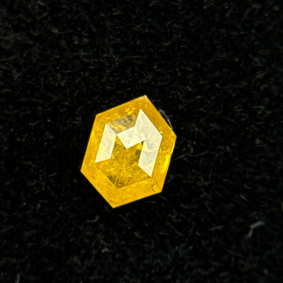 0.22 Ct Hexagon Rose Cut Yellow Natural Salt and Pepper Diamond