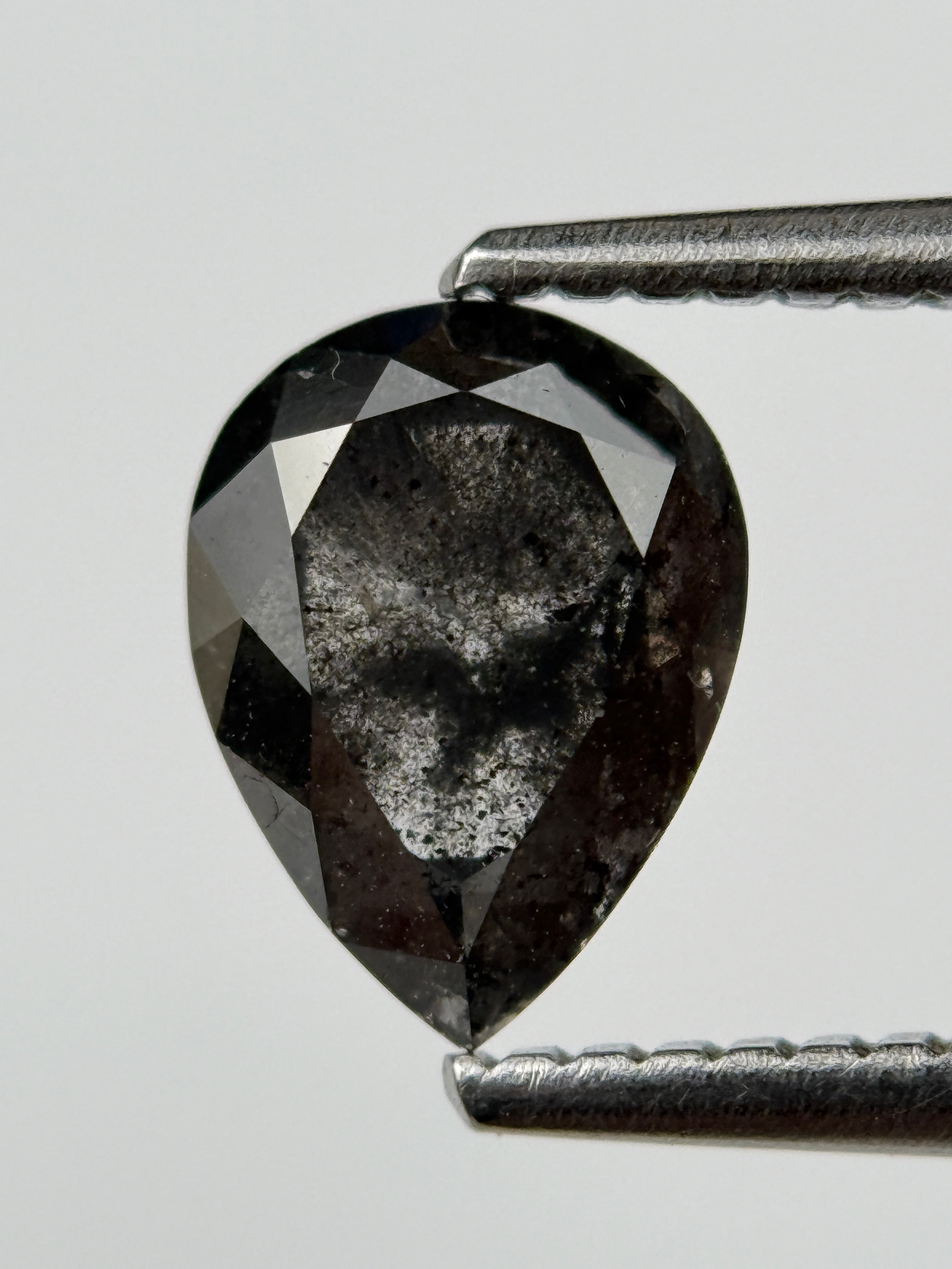 1.45 Ct Pear Rose Cut Black Natural Fancy Diamond