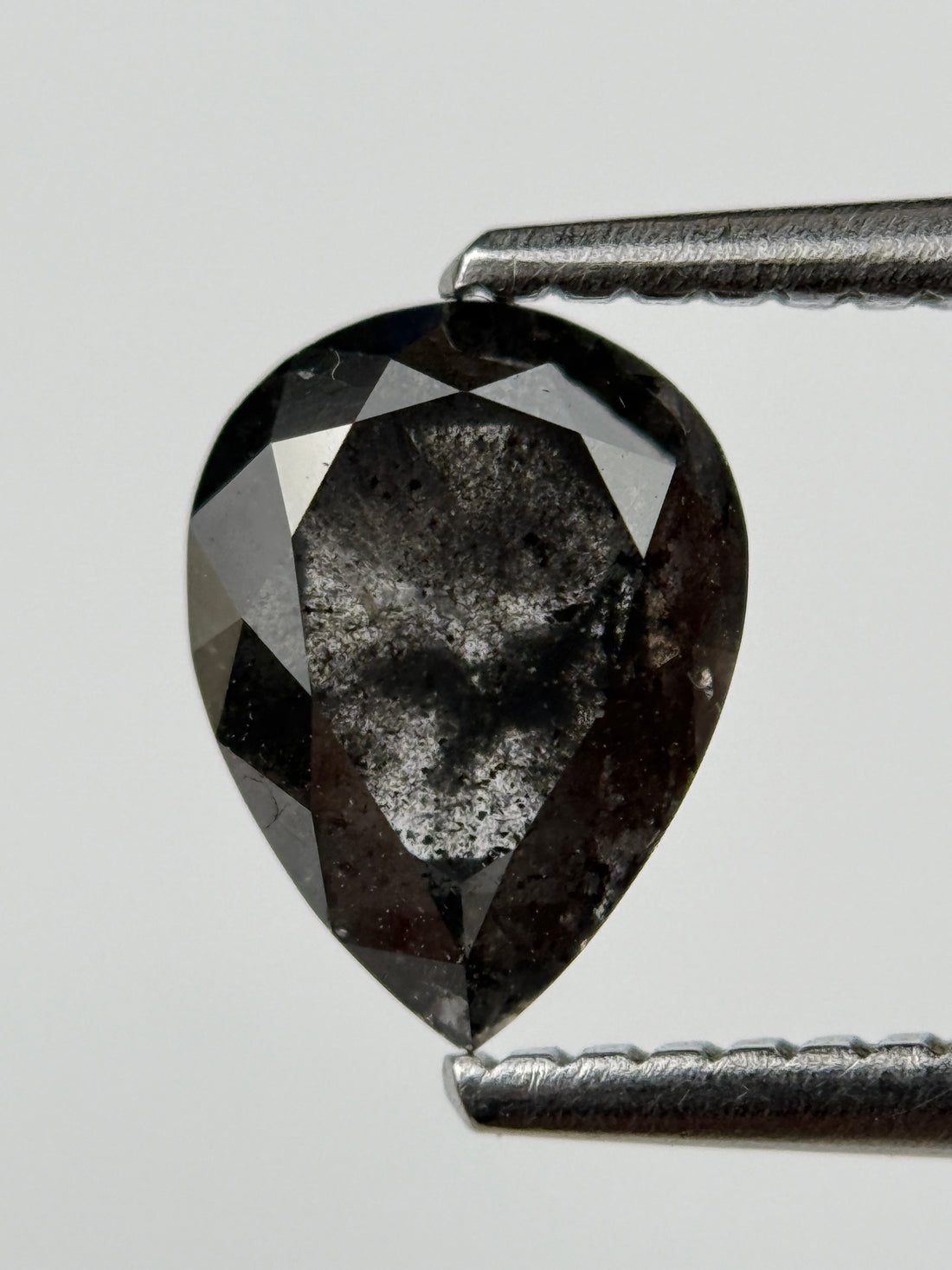 1.45 Ct Pear Rose Cut Black Natural Fancy Diamond