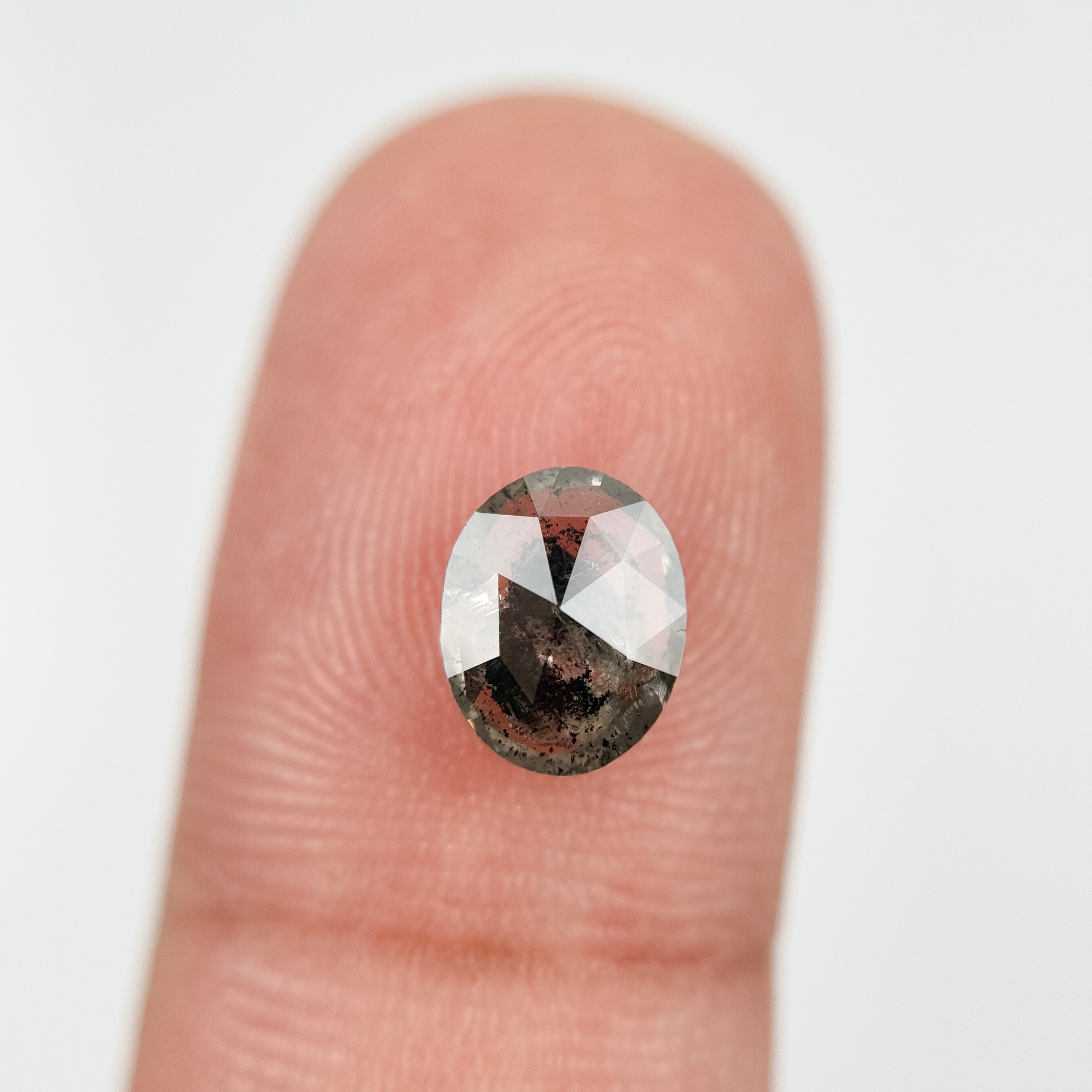 1.65 Ct Oval Rose Cut Grey Natural Salt and Pepper Diamond