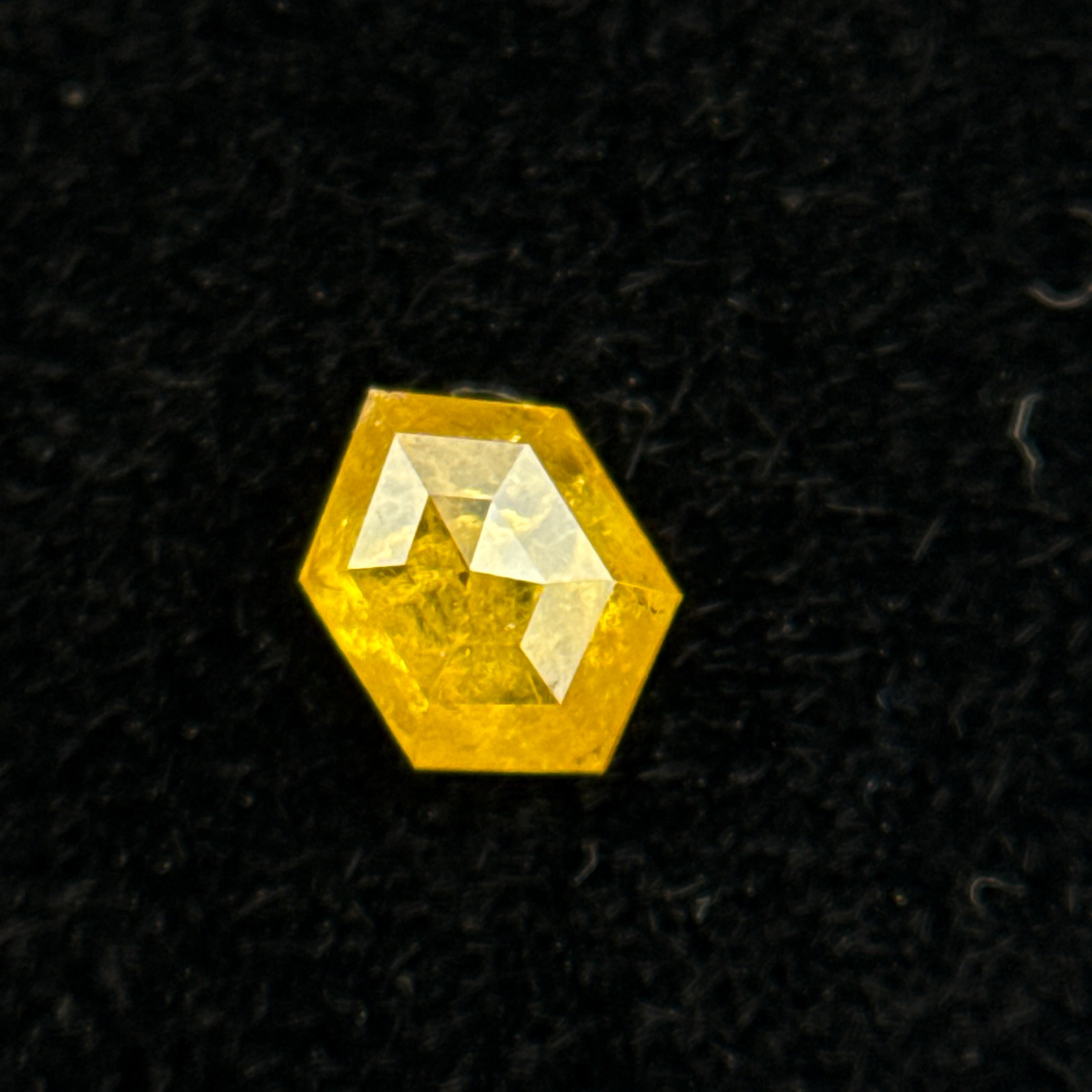 0.22 Ct Hexagon Rose Cut Yellow Natural Salt and Pepper Diamond