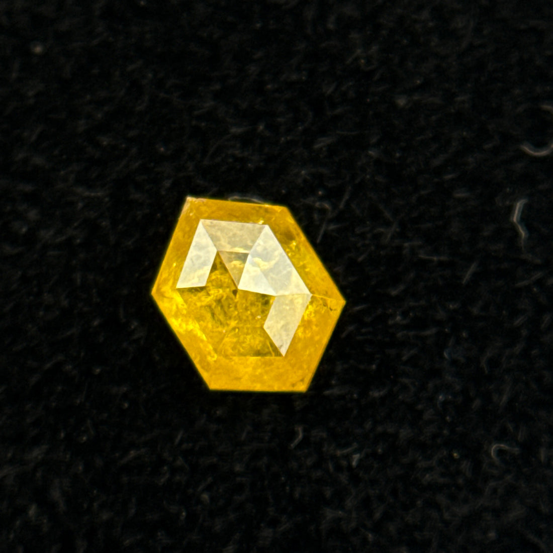 0.22 Ct Hexagon Rose Cut Yellow Natural Salt and Pepper Diamond
