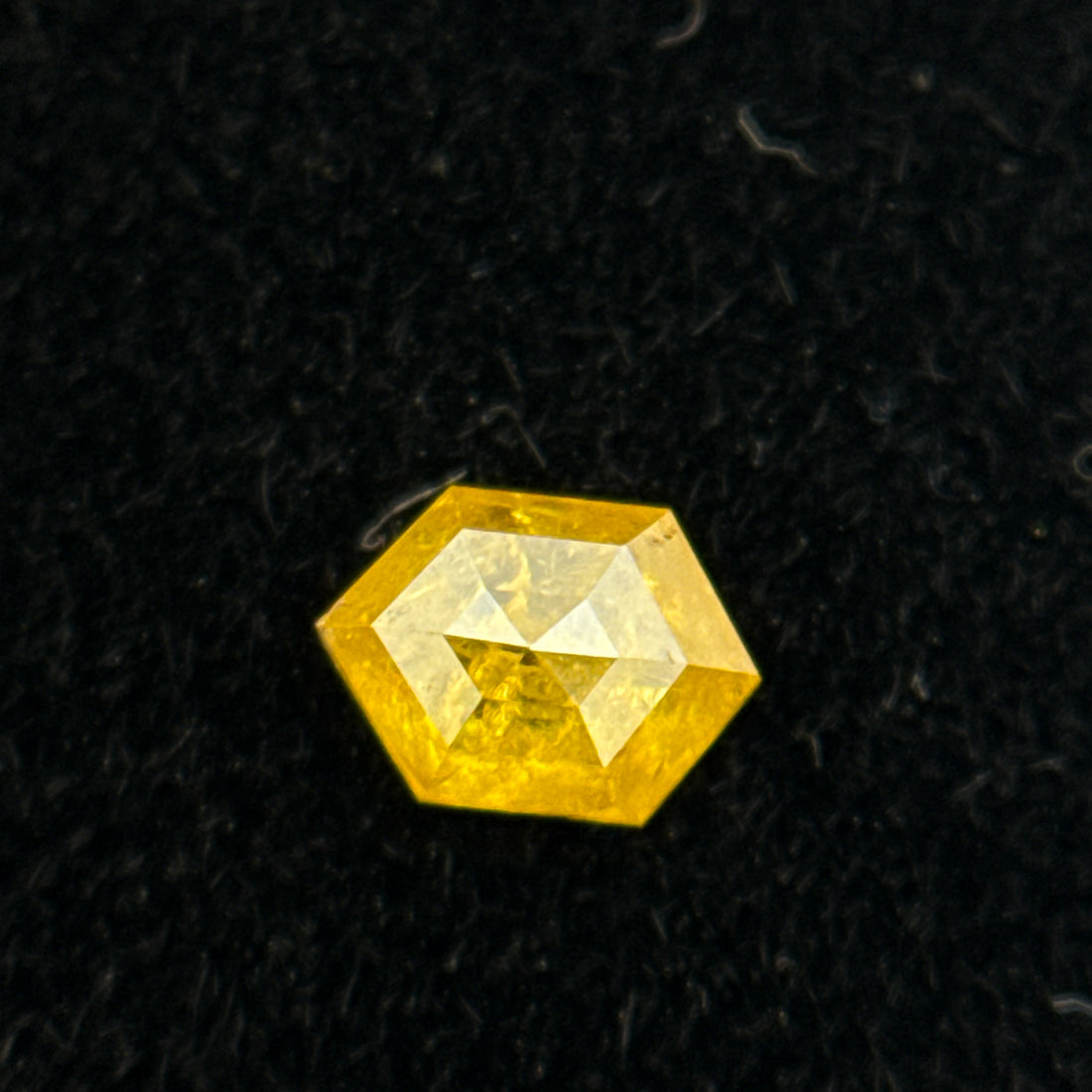 0.22 Ct Hexagon Rose Cut Yellow Natural Salt and Pepper Diamond