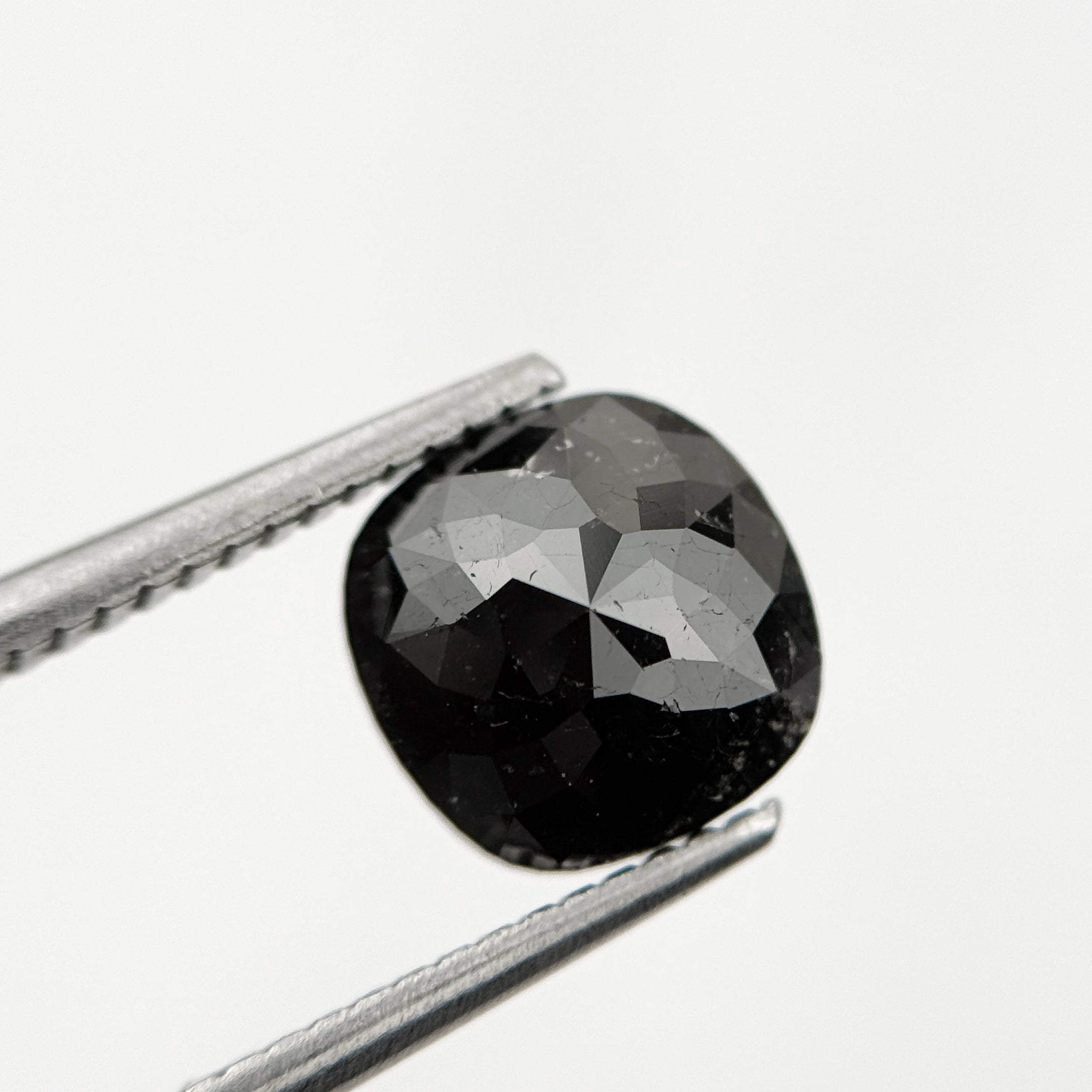 2.44 Ct Cushion Rose Cut Black Natural Fancy Diamond