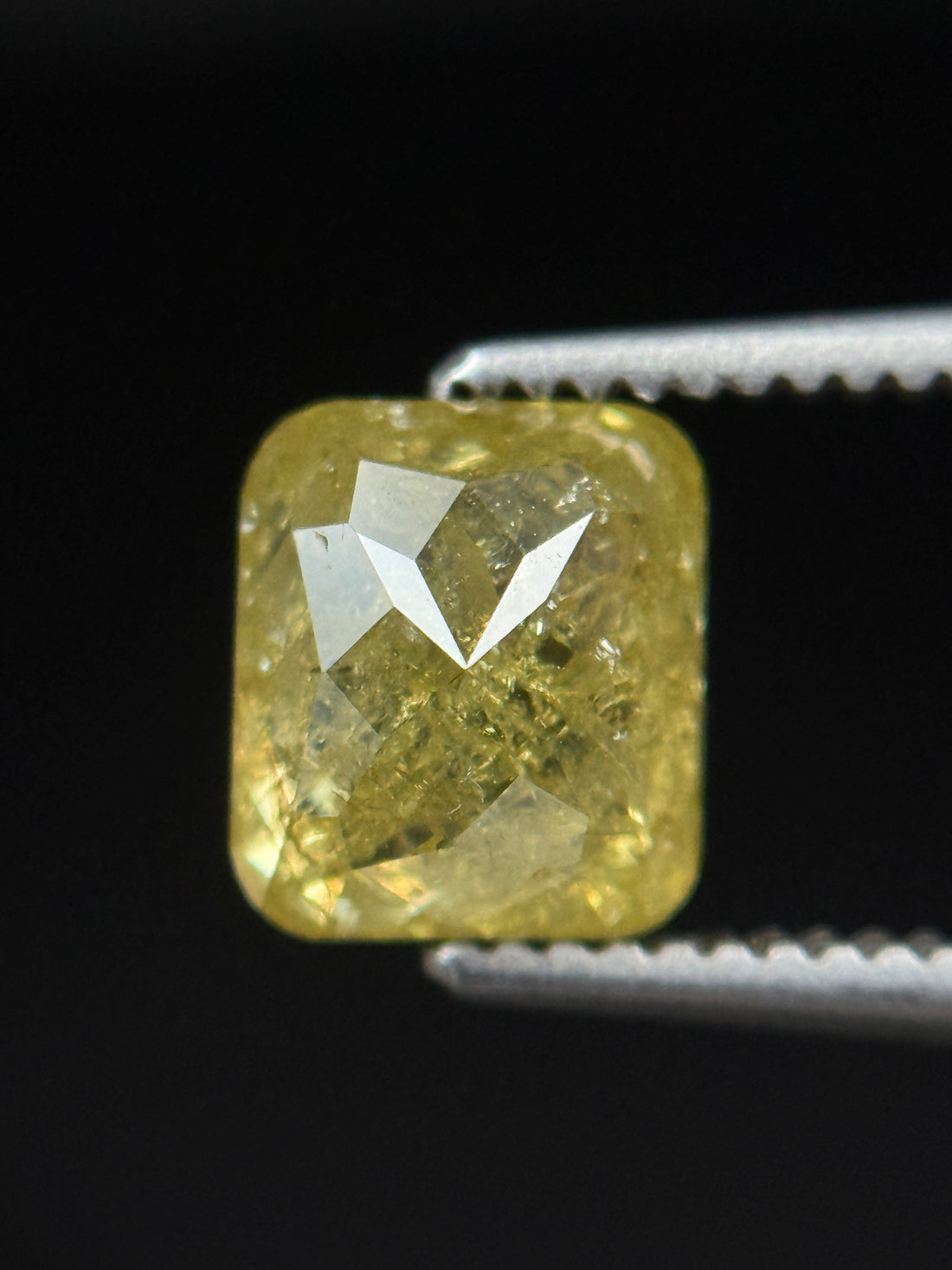 1.44 Ct Cushion Rose Cut Yellow Natural Fancy Diamond