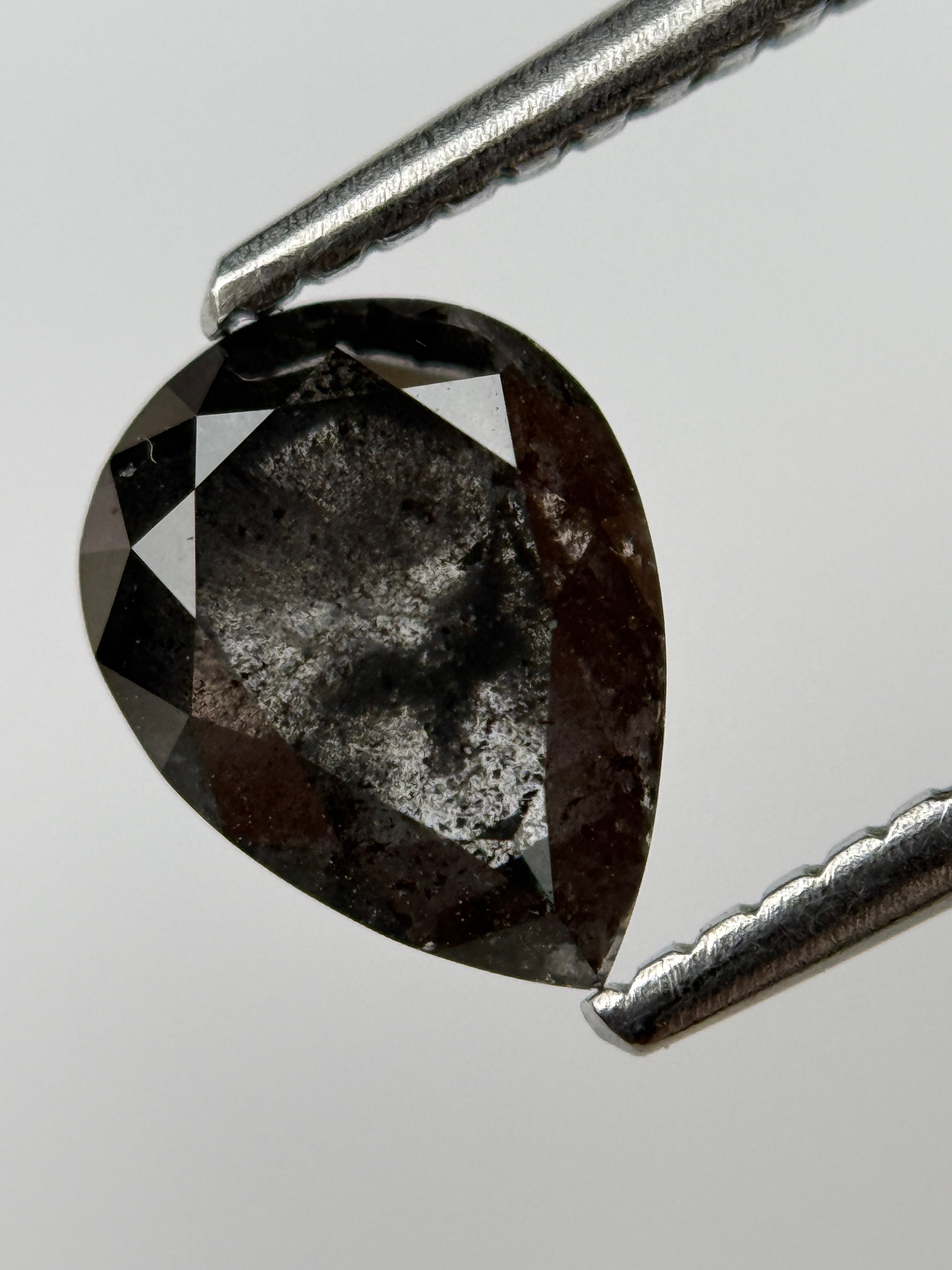 1.45 Ct Pear Rose Cut Black Natural Fancy Diamond