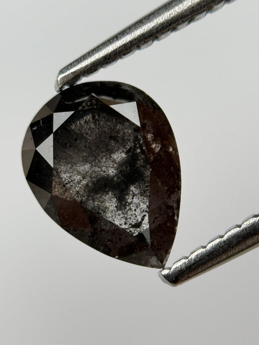 1.45 Ct Pear Rose Cut Black Natural Fancy Diamond
