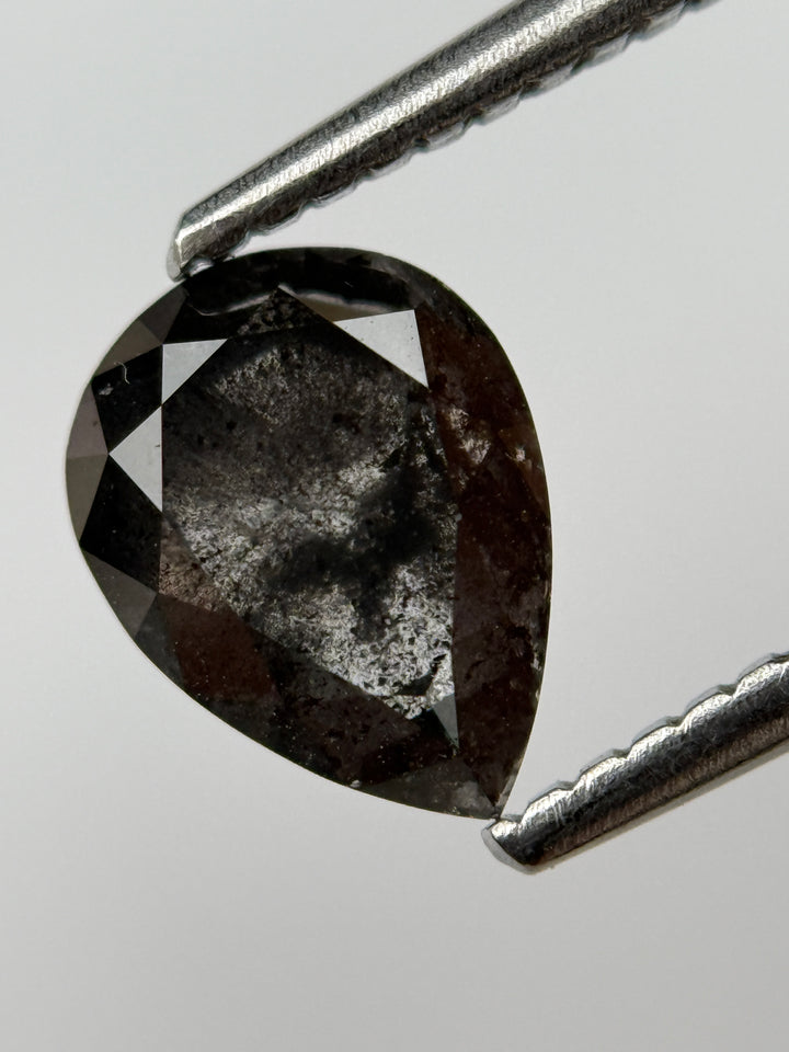 1.45 Ct Pear Rose Cut Black Natural Fancy Diamond