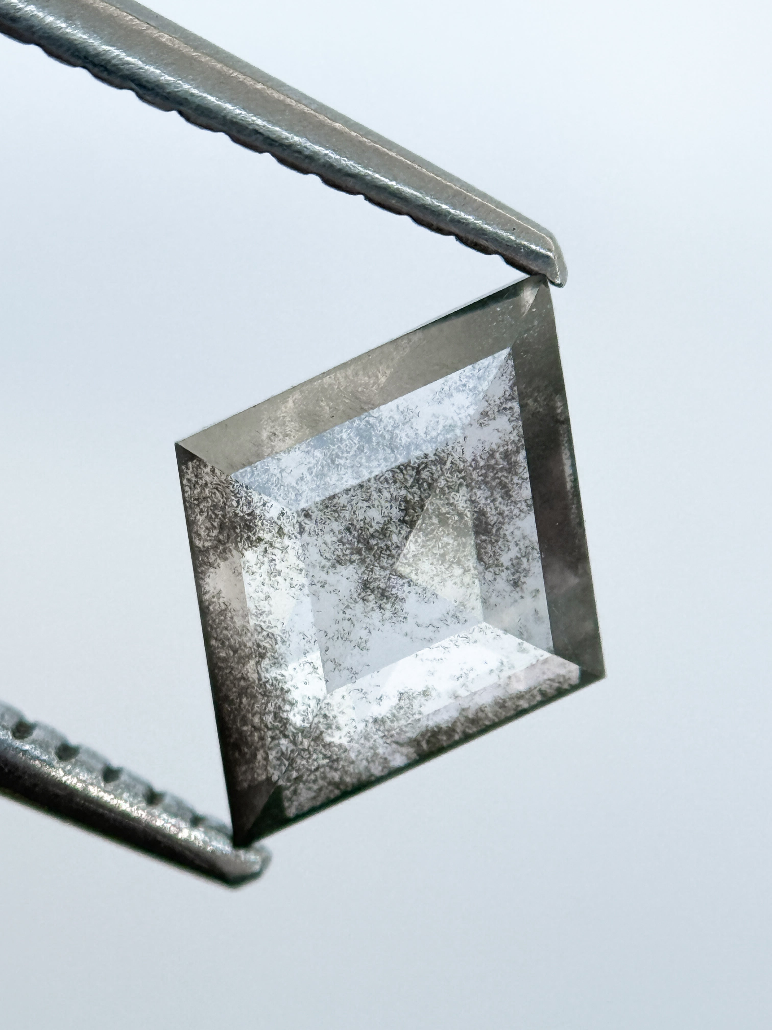 1.26 Ct Kite Rose Cut Grey Natural Salt and Pepper Diamond