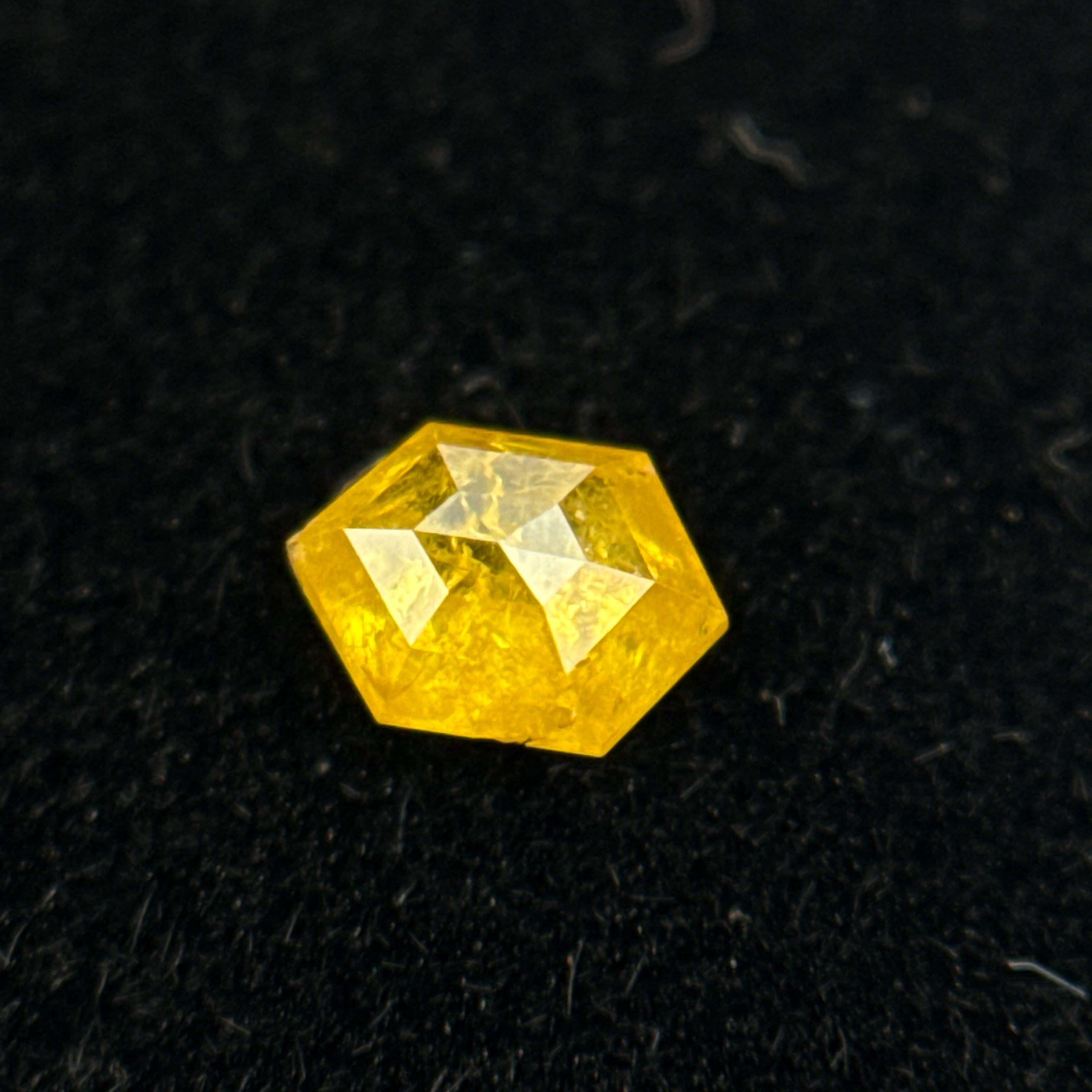 0.22 Ct Hexagon Rose Cut Yellow Natural Salt and Pepper Diamond