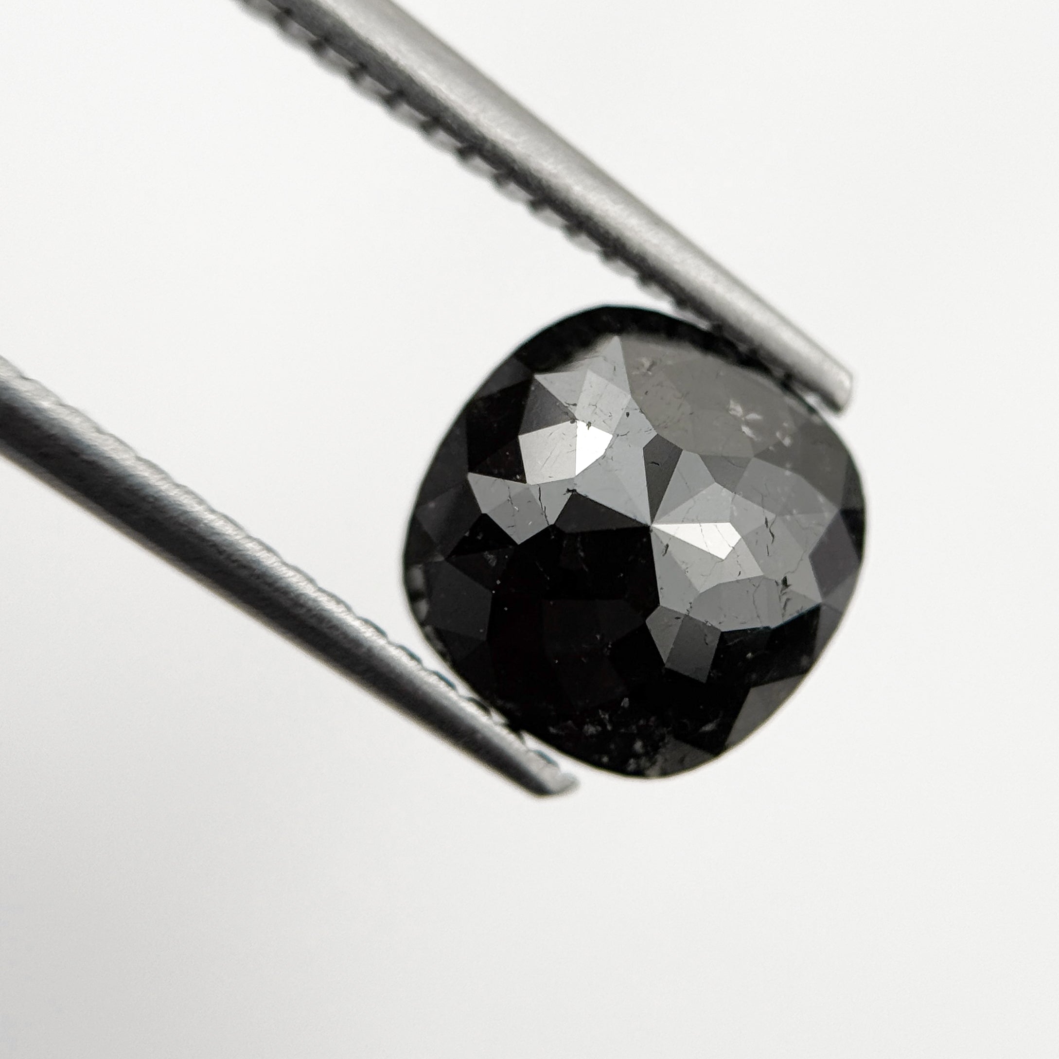 2.44 Ct Cushion Rose Cut Black Natural Fancy Diamond