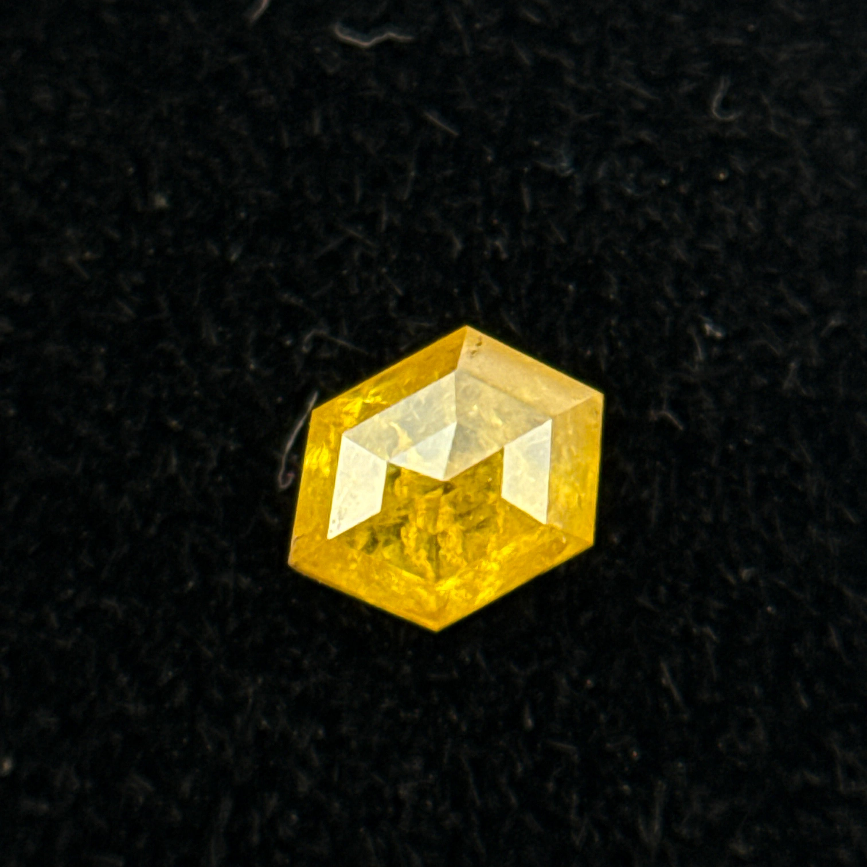 0.22 Ct Hexagon Rose Cut Yellow Natural Salt and Pepper Diamond