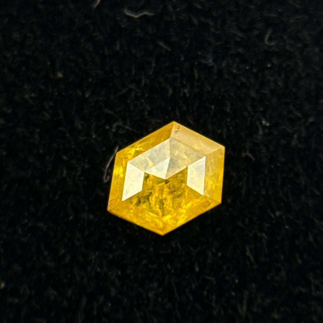 0.22 Ct Hexagon Rose Cut Yellow Natural Salt and Pepper Diamond