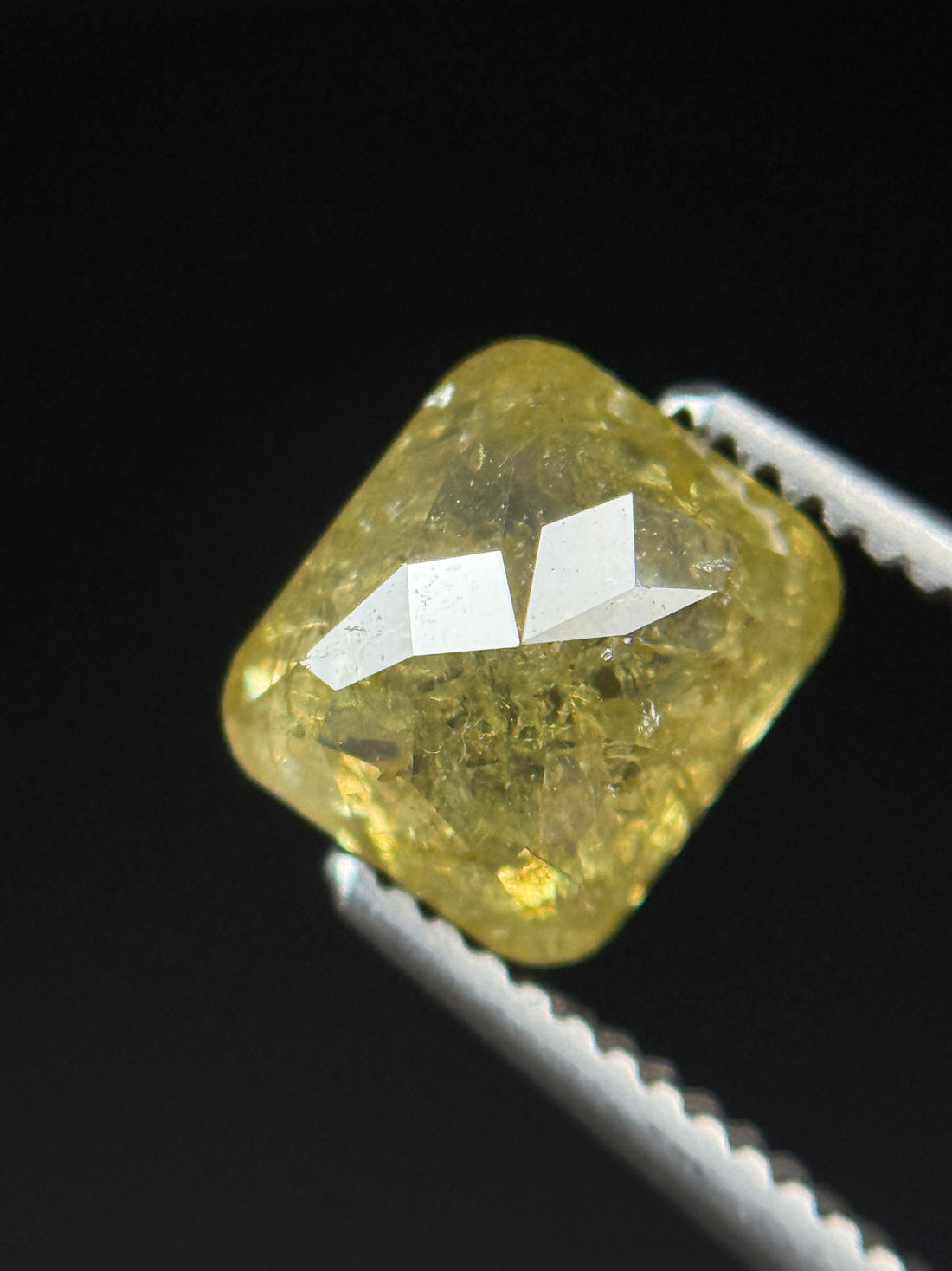 1.44 Ct Cushion Rose Cut Yellow Natural Fancy Diamond