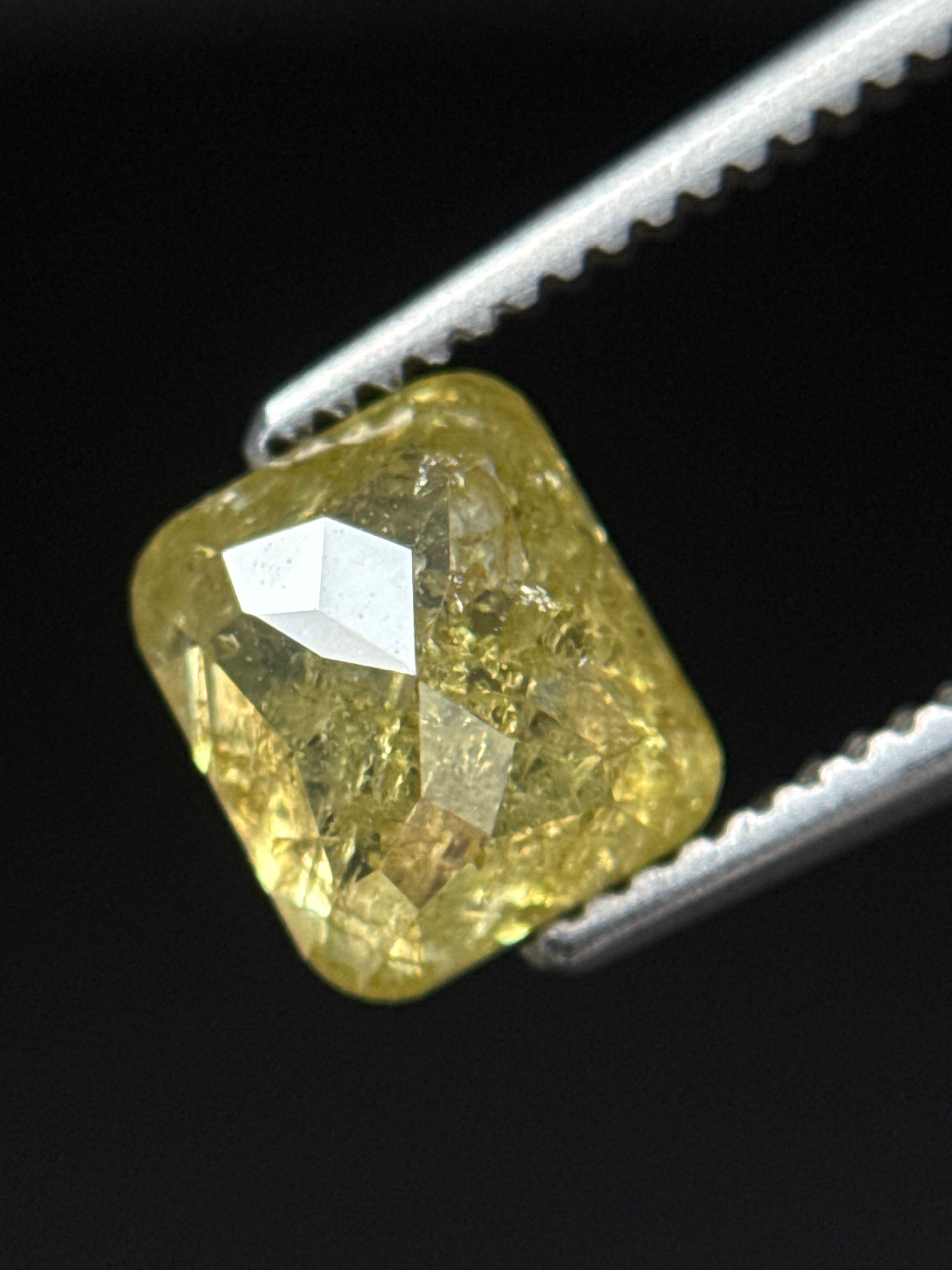 1.44 Ct Cushion Rose Cut Yellow Natural Fancy Diamond