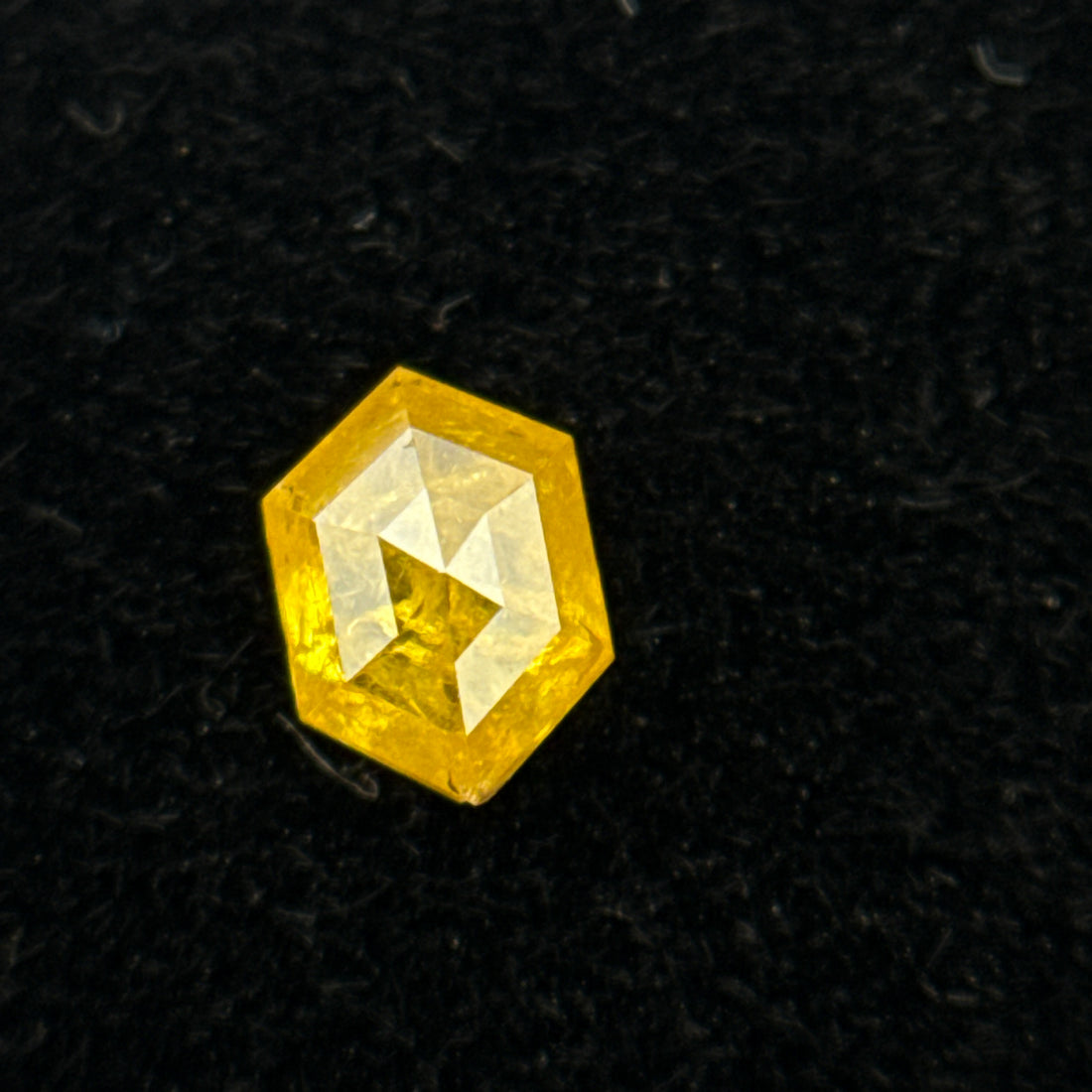 0.22 Ct Hexagon Rose Cut Yellow Natural Salt and Pepper Diamond
