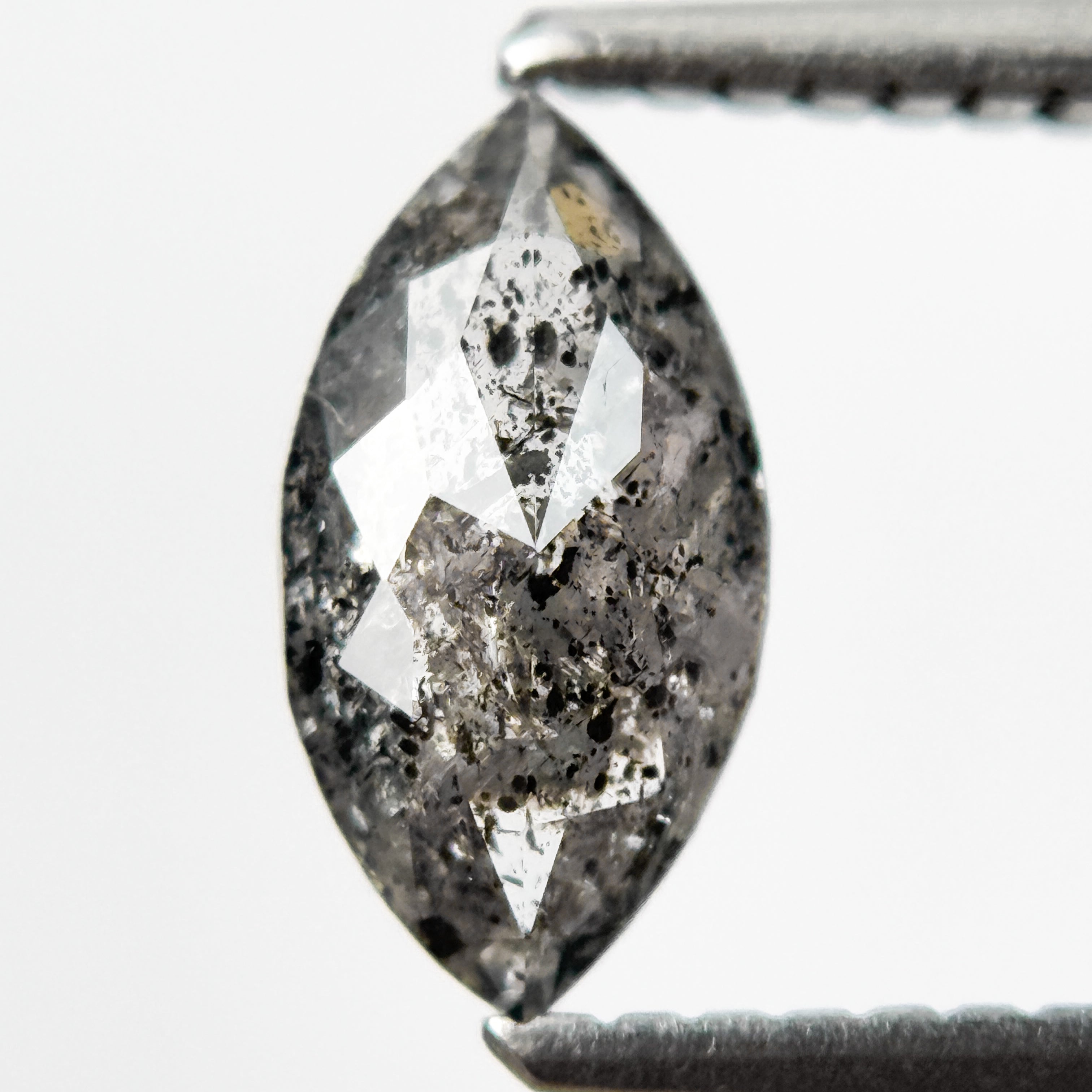 0.83 Ct Marquise Rose Cut Grey Natural Salt and Pepper Diamond