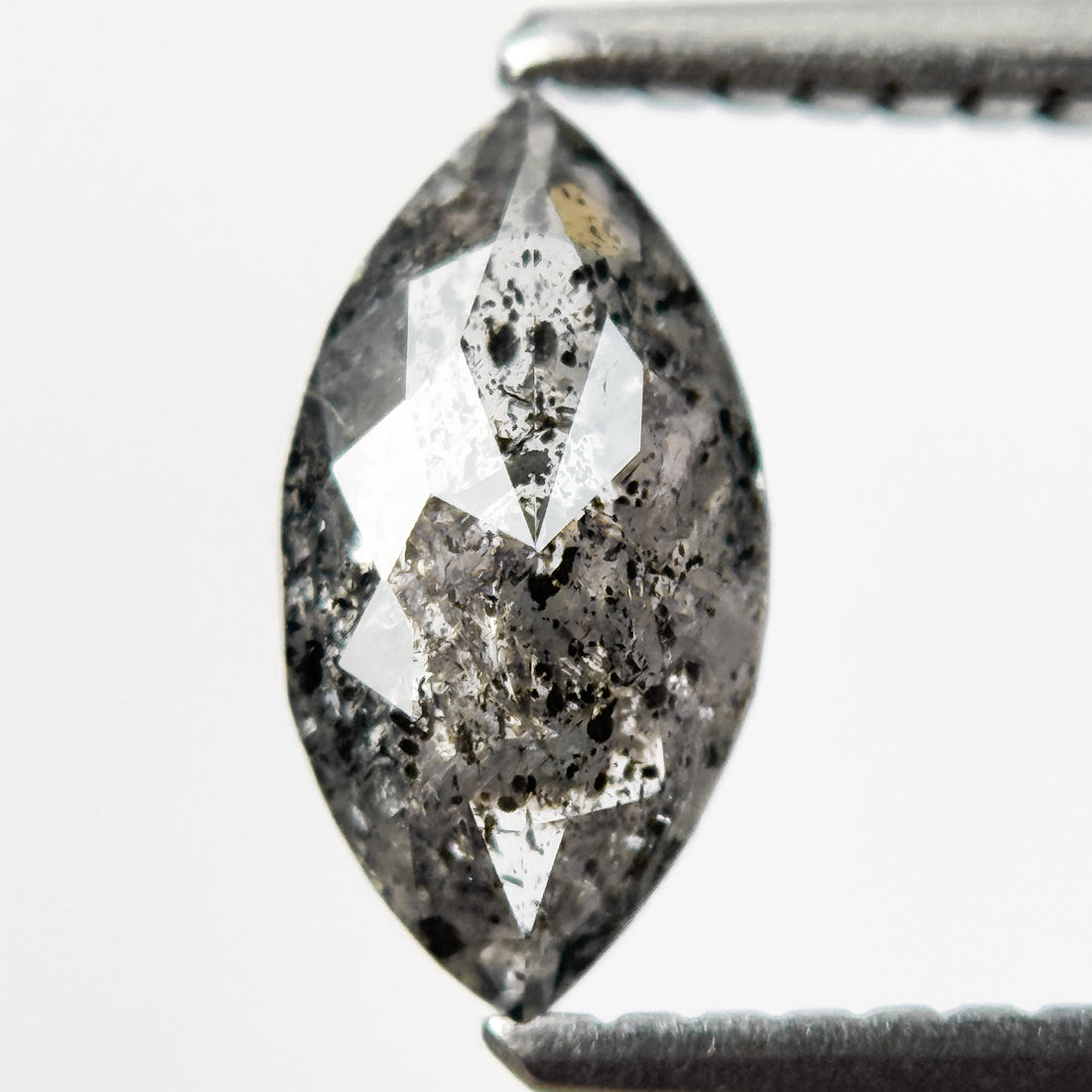 0.83 Ct Marquise Rose Cut Grey Natural Salt and Pepper Diamond