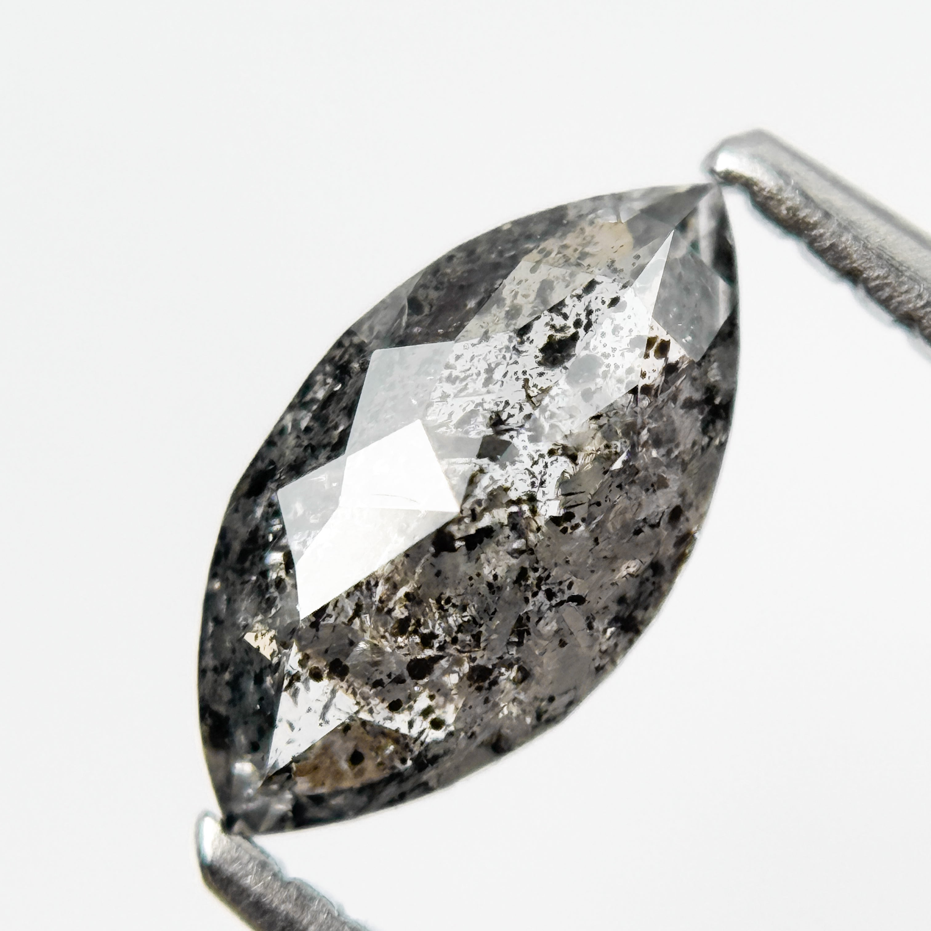 0.83 Ct Marquise Rose Cut Grey Natural Salt and Pepper Diamond