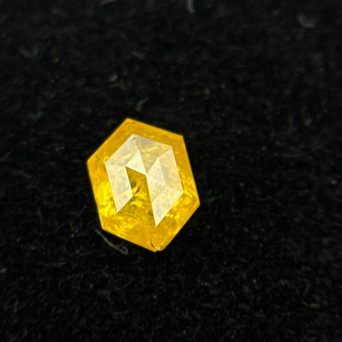 0.22 Ct Hexagon Rose Cut Yellow Natural Salt and Pepper Diamond