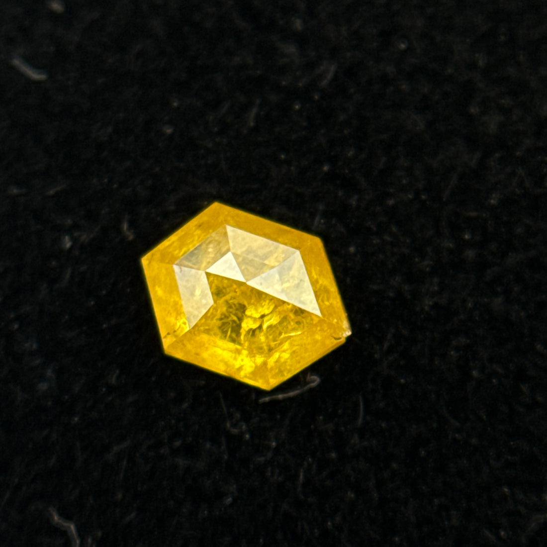 0.22 Ct Hexagon Rose Cut Yellow Natural Salt and Pepper Diamond