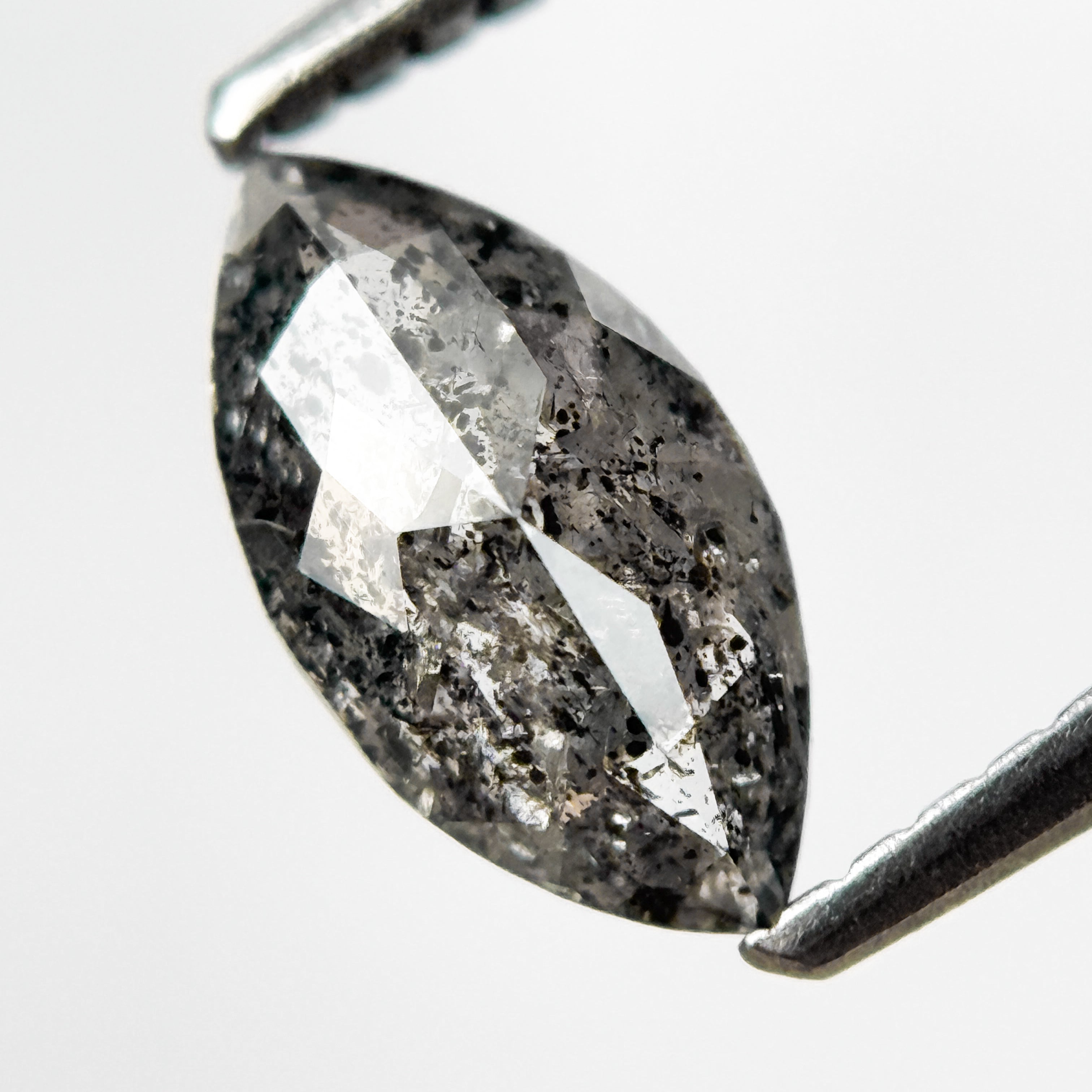 0.83 Ct Marquise Rose Cut Grey Natural Salt and Pepper Diamond