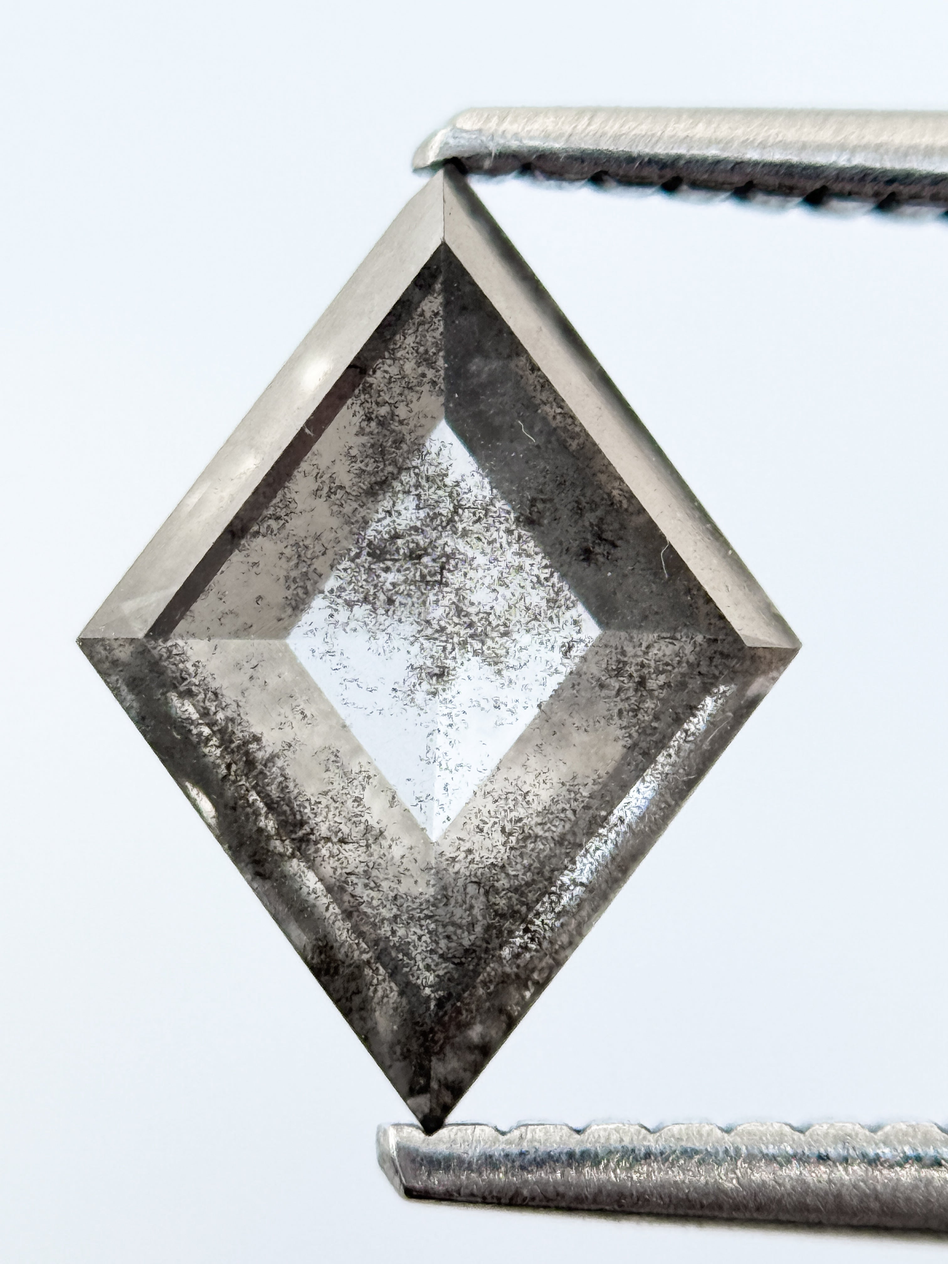 1.26 Ct Kite Rose Cut Grey Natural Salt and Pepper Diamond