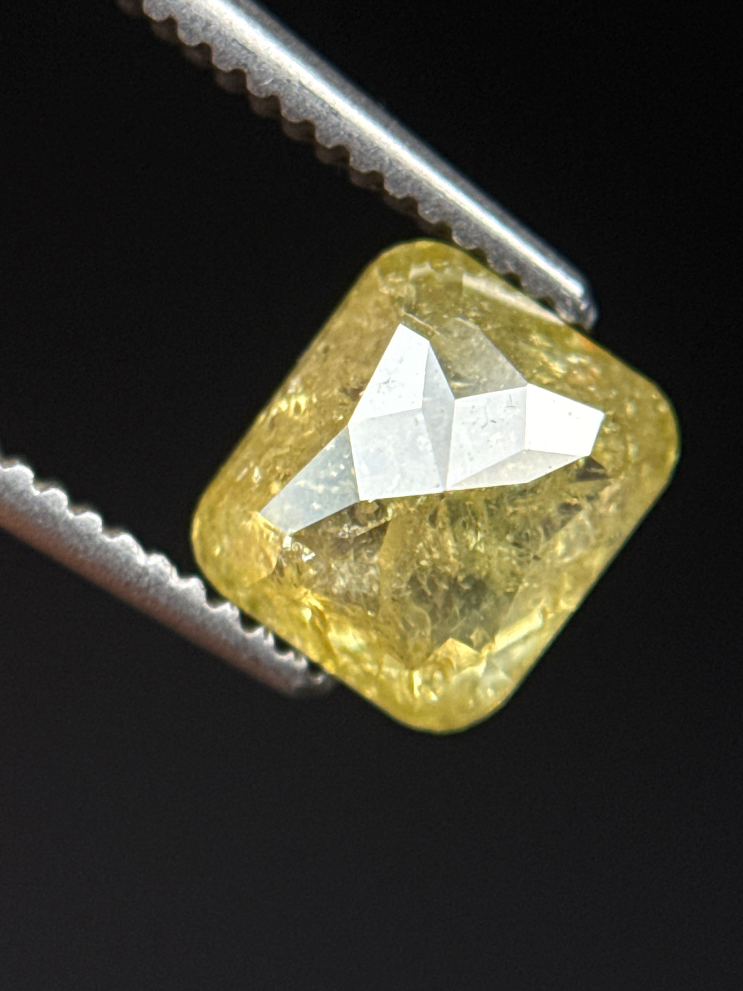 1.44 Ct Cushion Rose Cut Yellow Natural Fancy Diamond