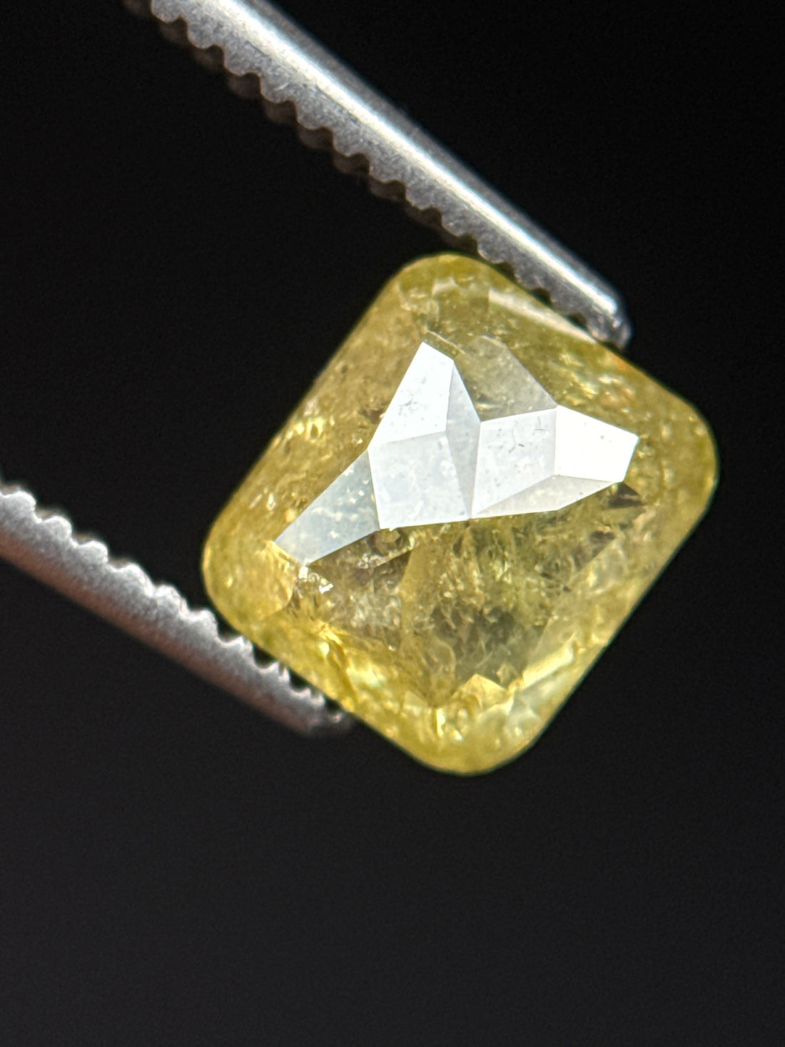 1.44 Ct Cushion Rose Cut Yellow Natural Fancy Diamond