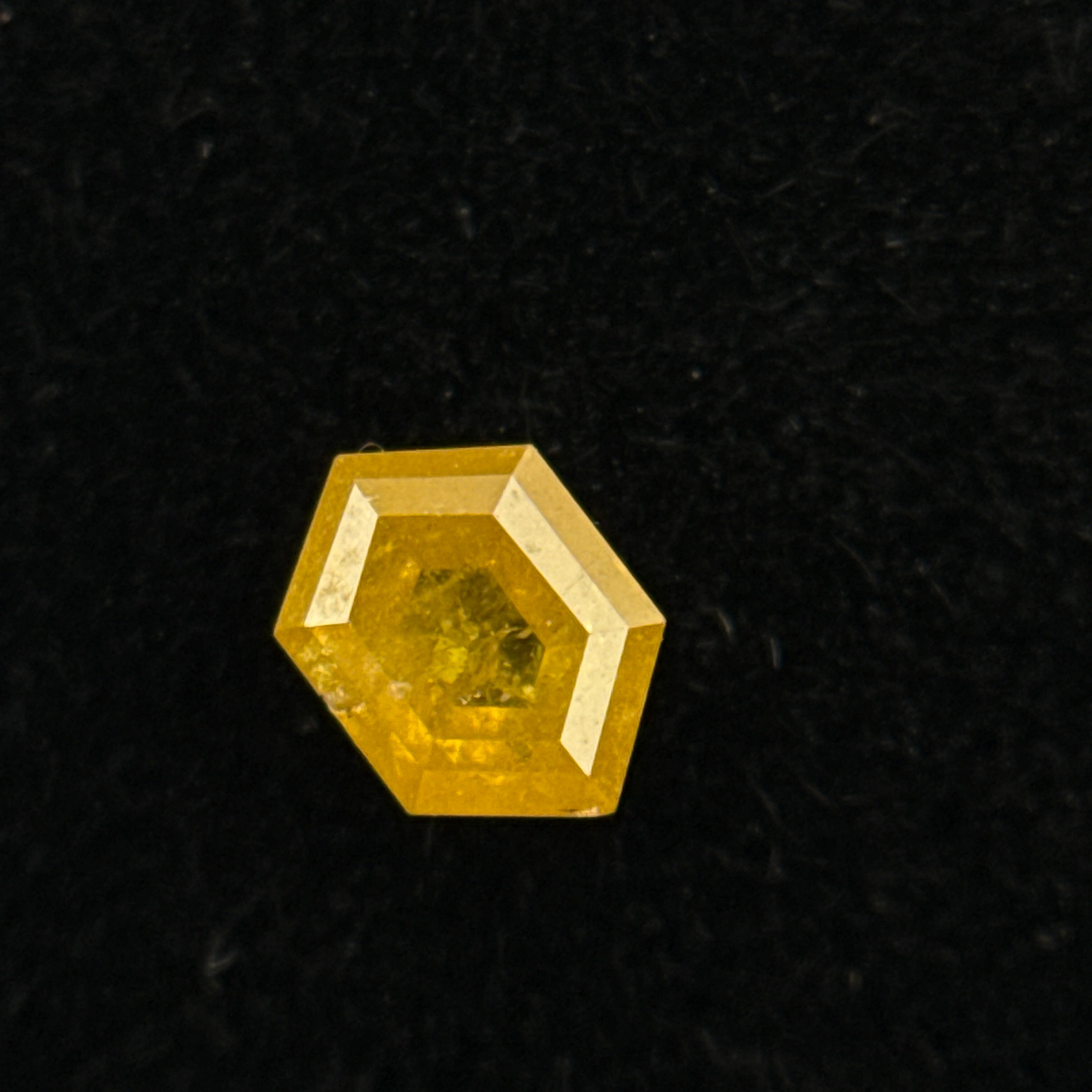 0.22 Ct Hexagon Rose Cut Yellow Natural Salt and Pepper Diamond