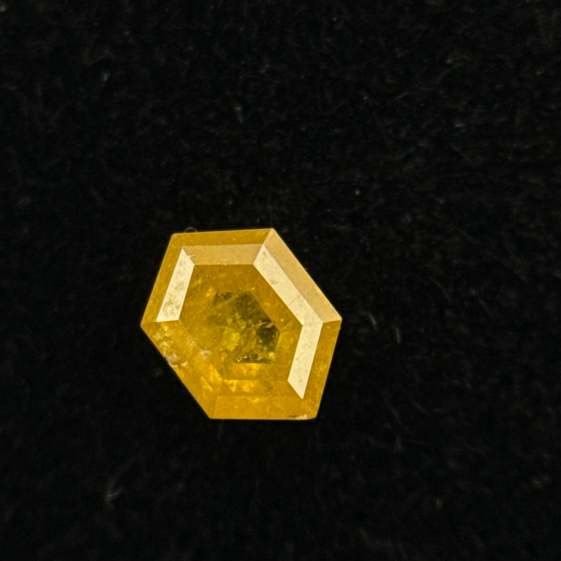 0.22 Ct Hexagon Rose Cut Yellow Natural Salt and Pepper Diamond