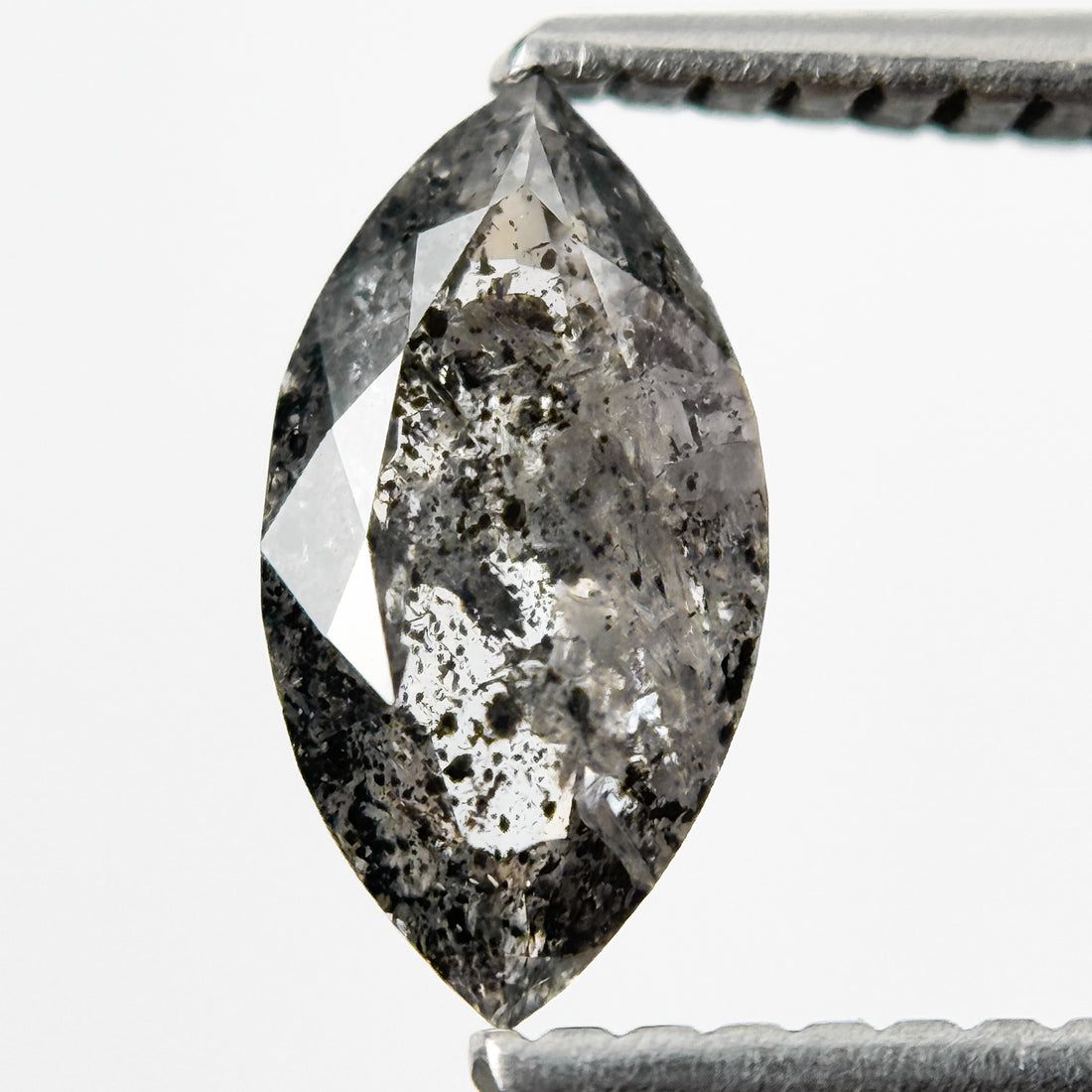 0.83 Ct Marquise Rose Cut Grey Natural Salt and Pepper Diamond