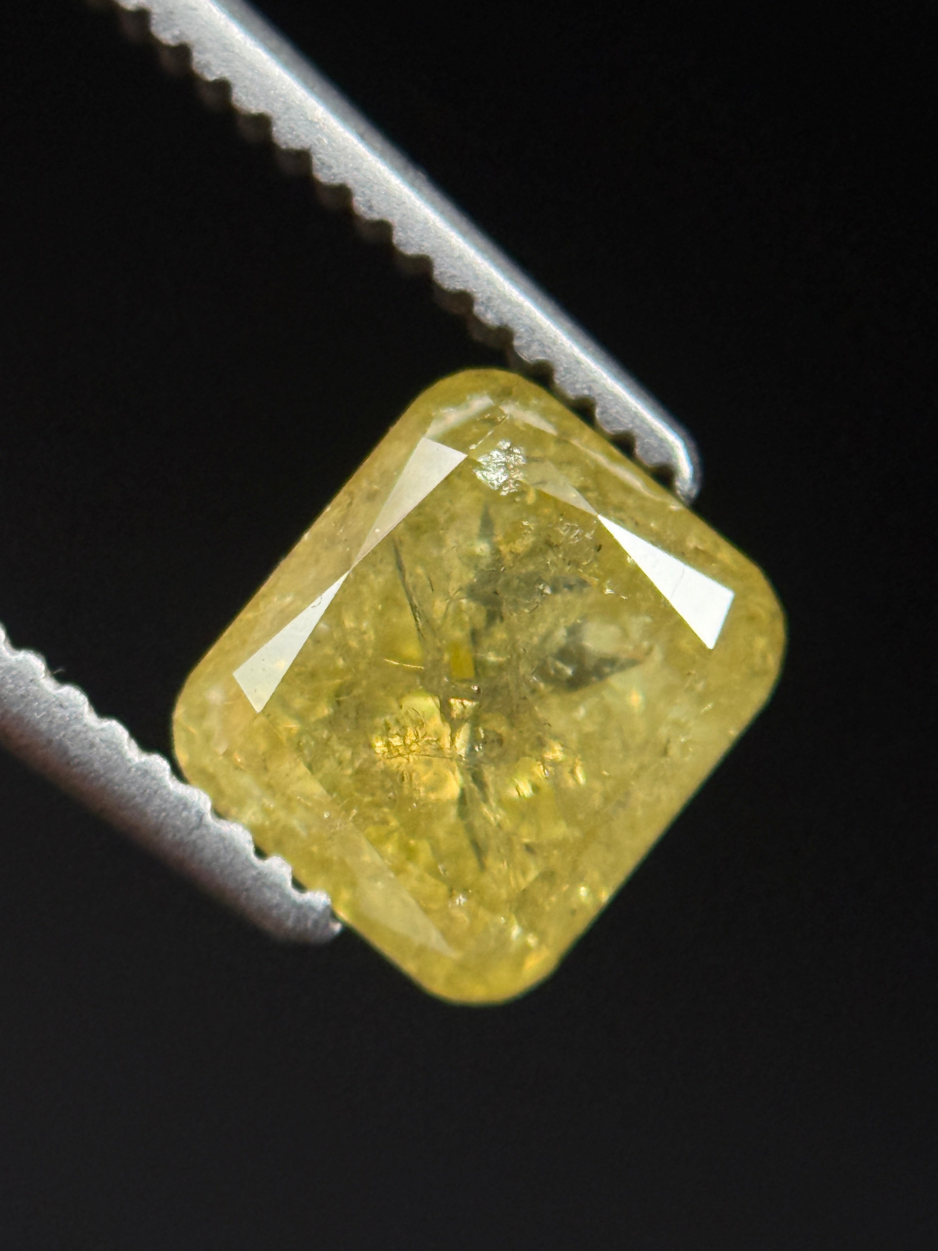 1.44 Ct Cushion Rose Cut Yellow Natural Fancy Diamond