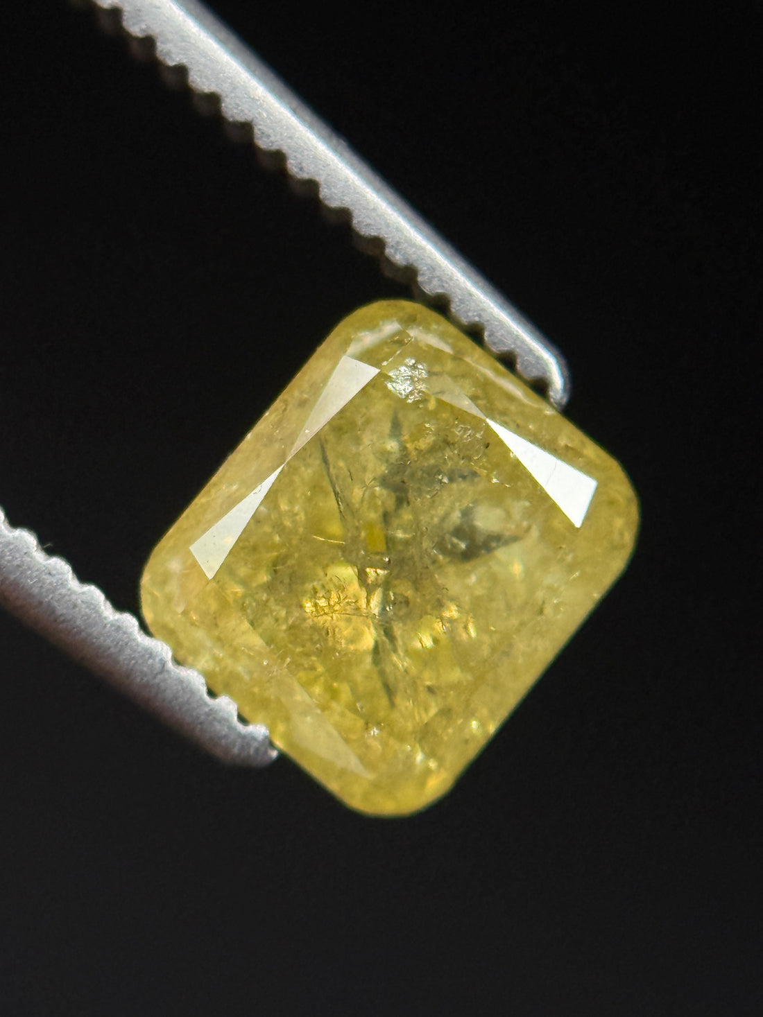 1.44 Ct Cushion Rose Cut Yellow Natural Fancy Diamond
