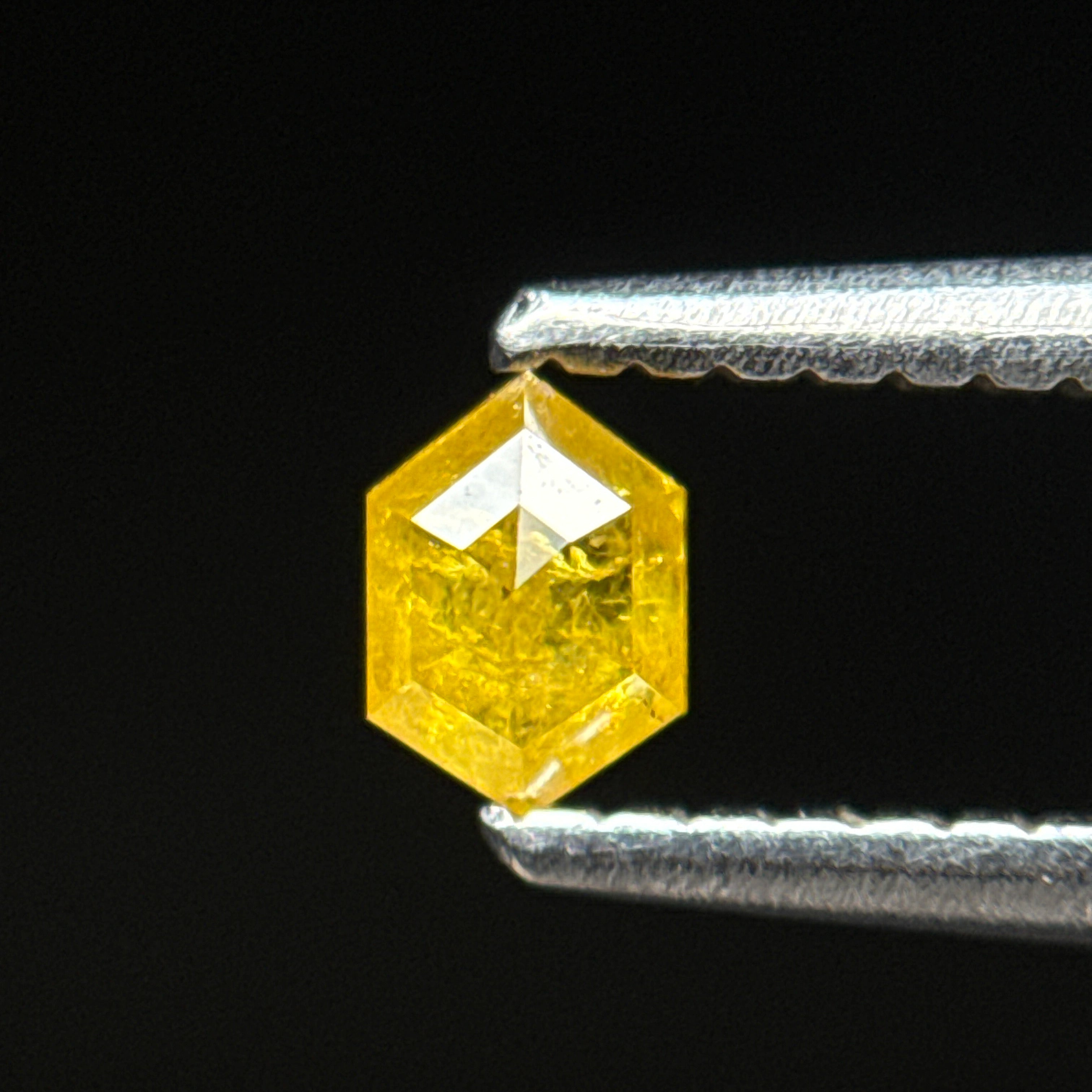 0.22 Ct Hexagon Rose Cut Yellow Natural Salt and Pepper Diamond