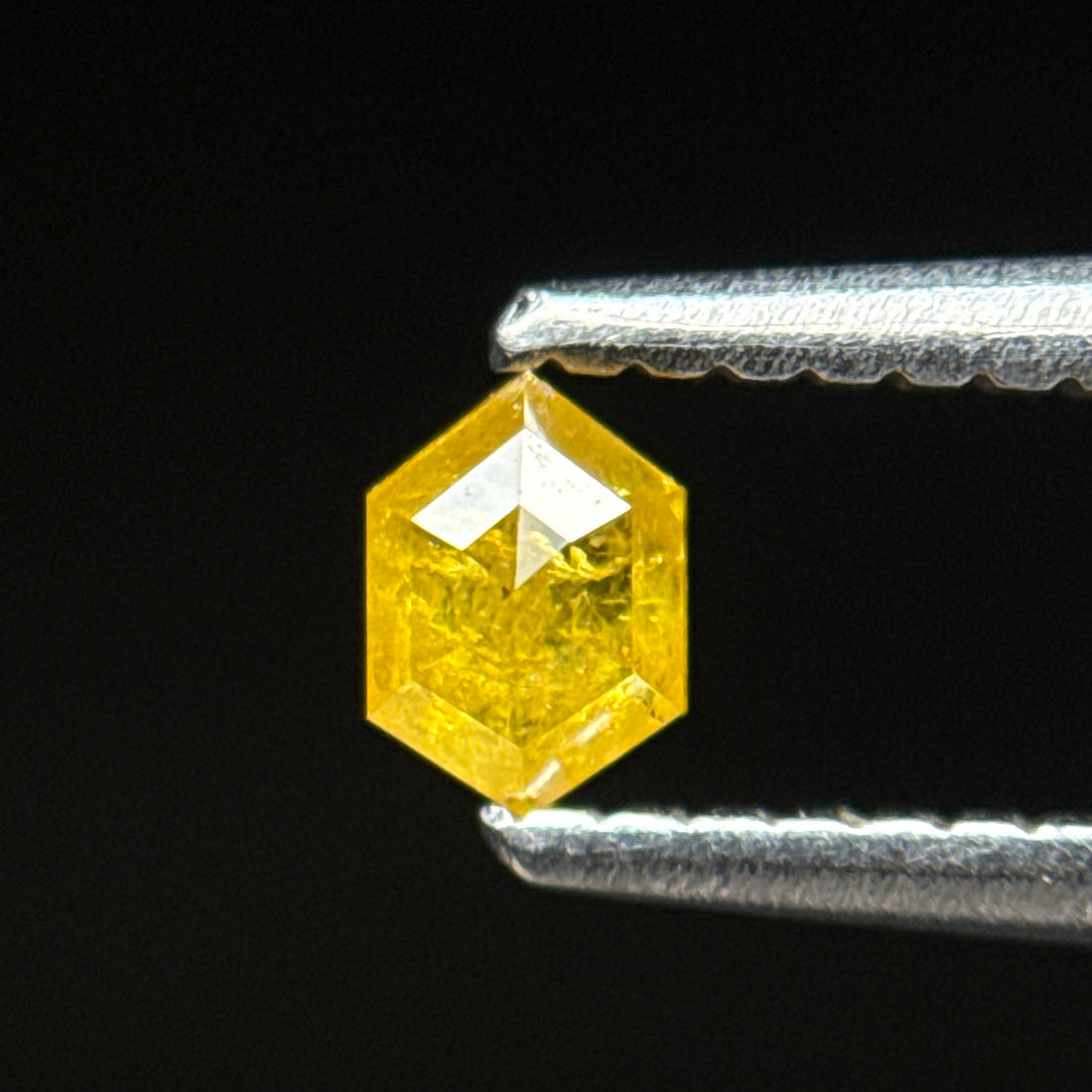 0.22 Ct Hexagon Rose Cut Yellow Natural Salt and Pepper Diamond