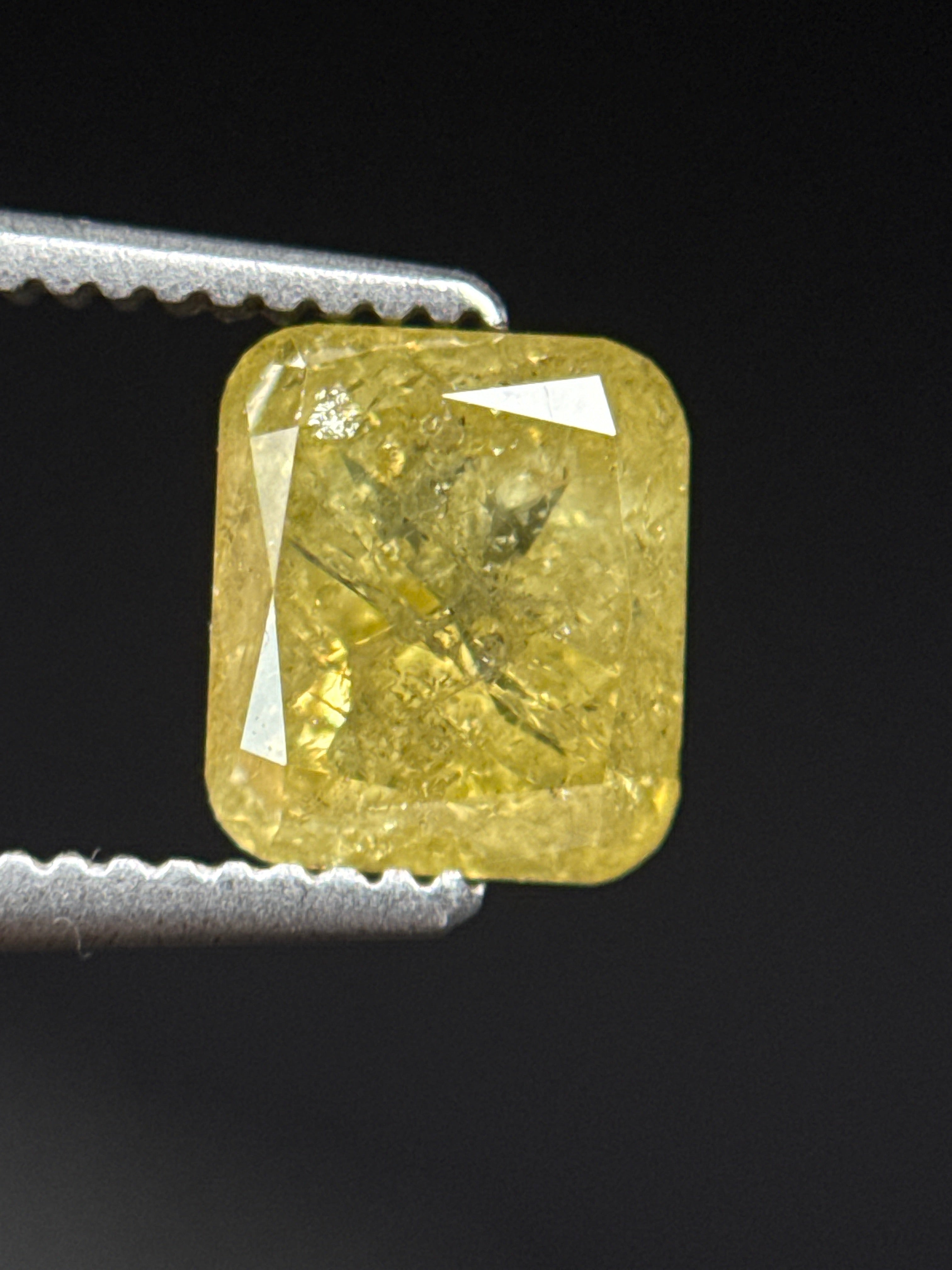 1.44 Ct Cushion Rose Cut Yellow Natural Fancy Diamond