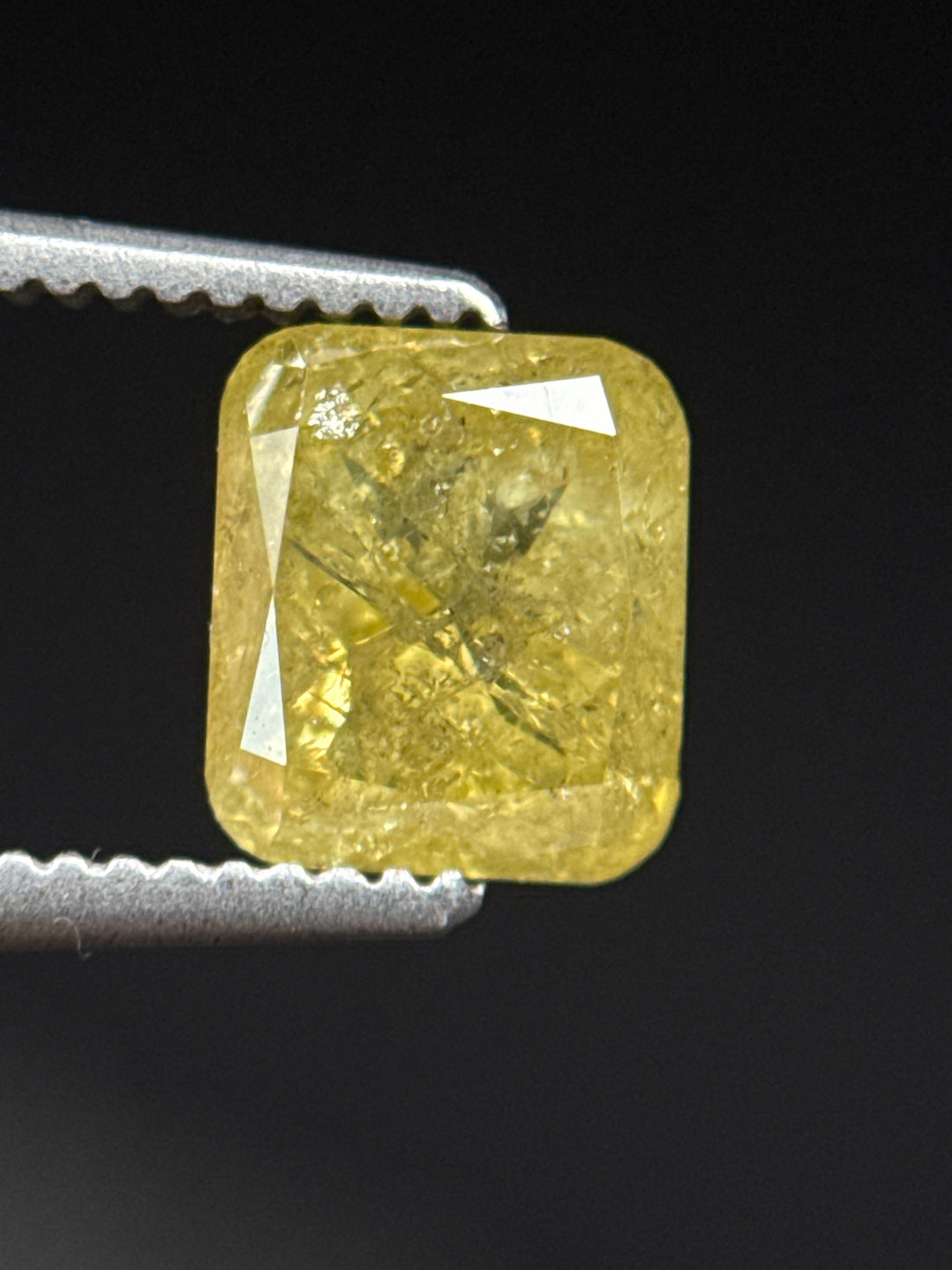 1.44 Ct Cushion Rose Cut Yellow Natural Fancy Diamond