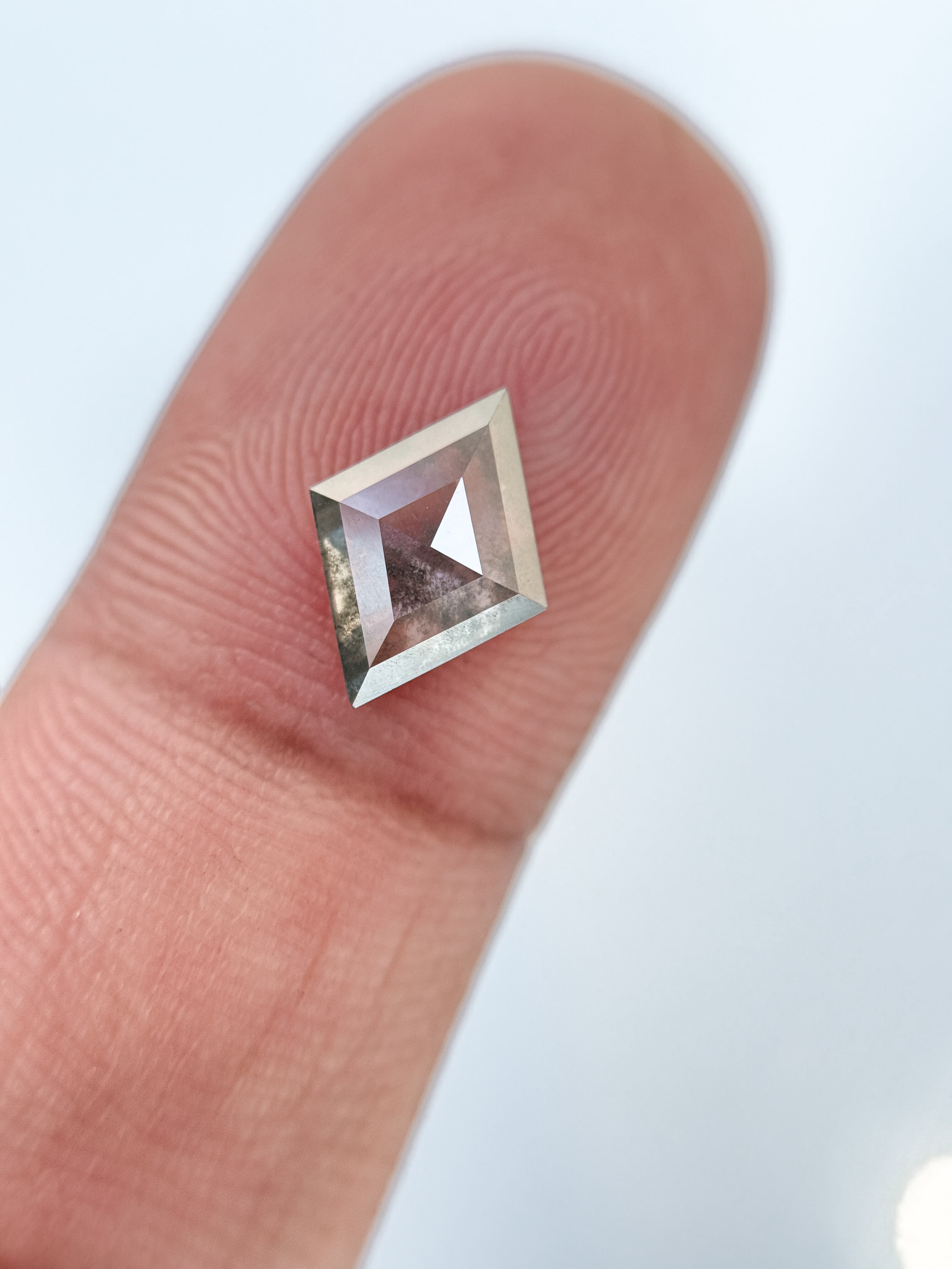 1.26 Ct Kite Rose Cut Grey Natural Salt and Pepper Diamond