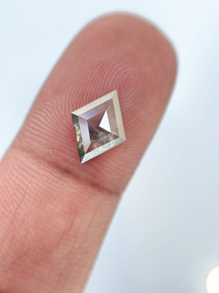 1.26 Ct Kite Rose Cut Grey Natural Salt and Pepper Diamond