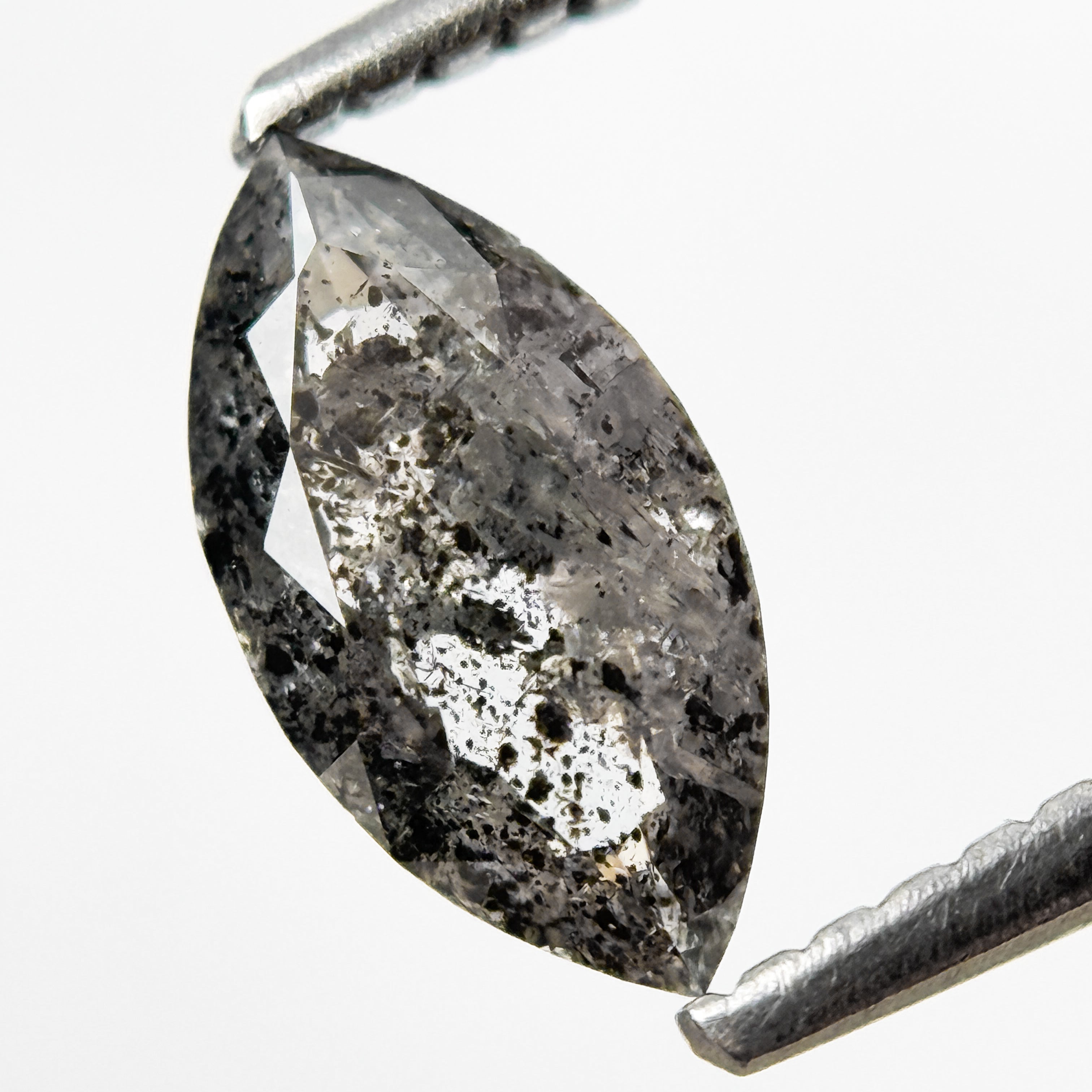 0.83 Ct Marquise Rose Cut Grey Natural Salt and Pepper Diamond