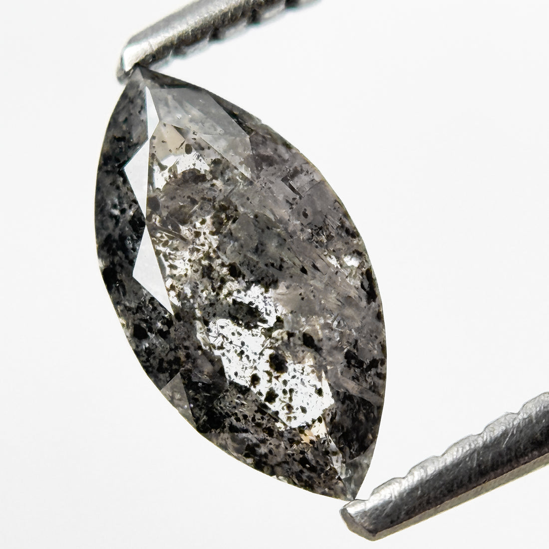 0.83 Ct Marquise Rose Cut Grey Natural Salt and Pepper Diamond
