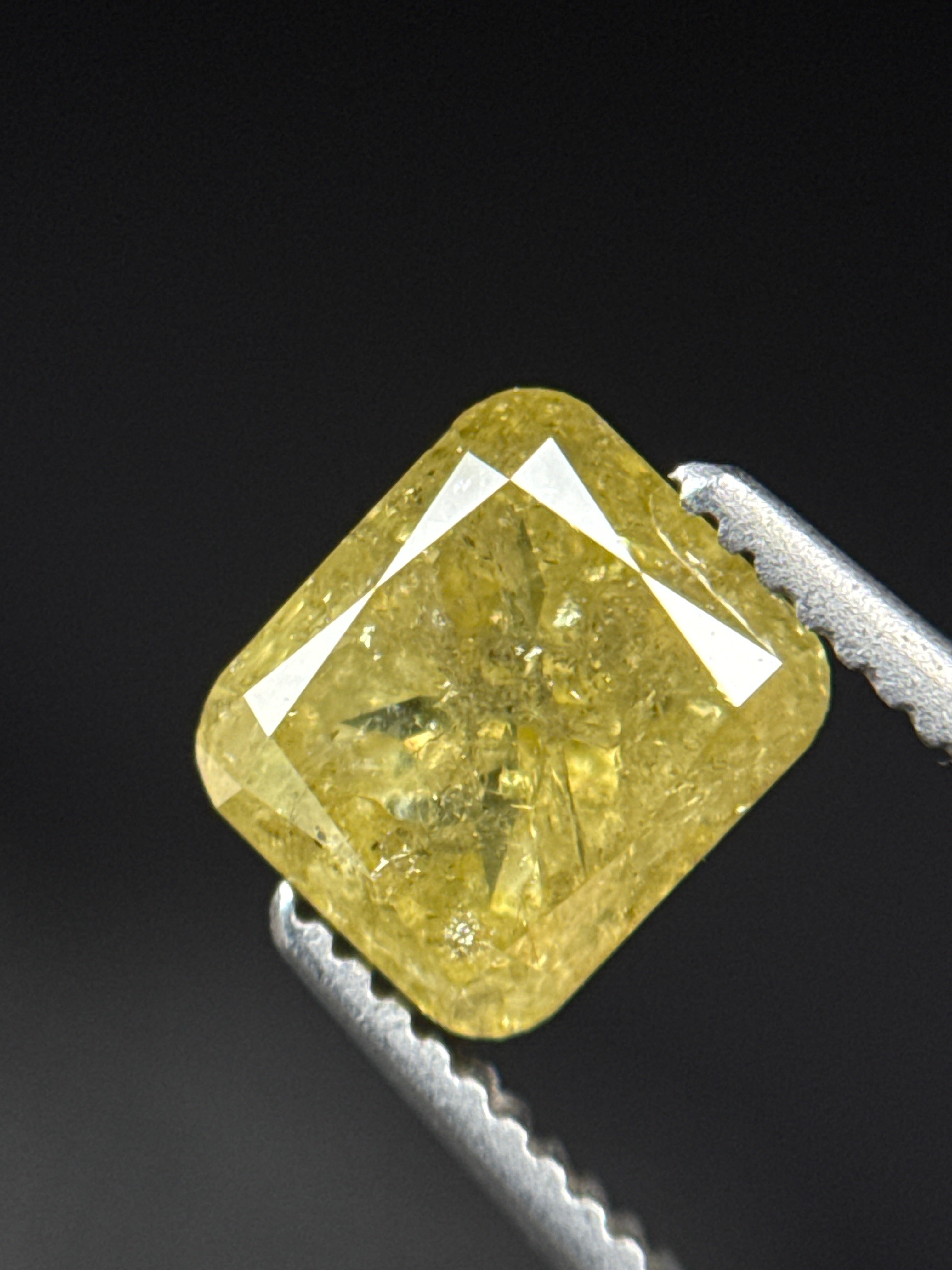 1.44 Ct Cushion Rose Cut Yellow Natural Fancy Diamond