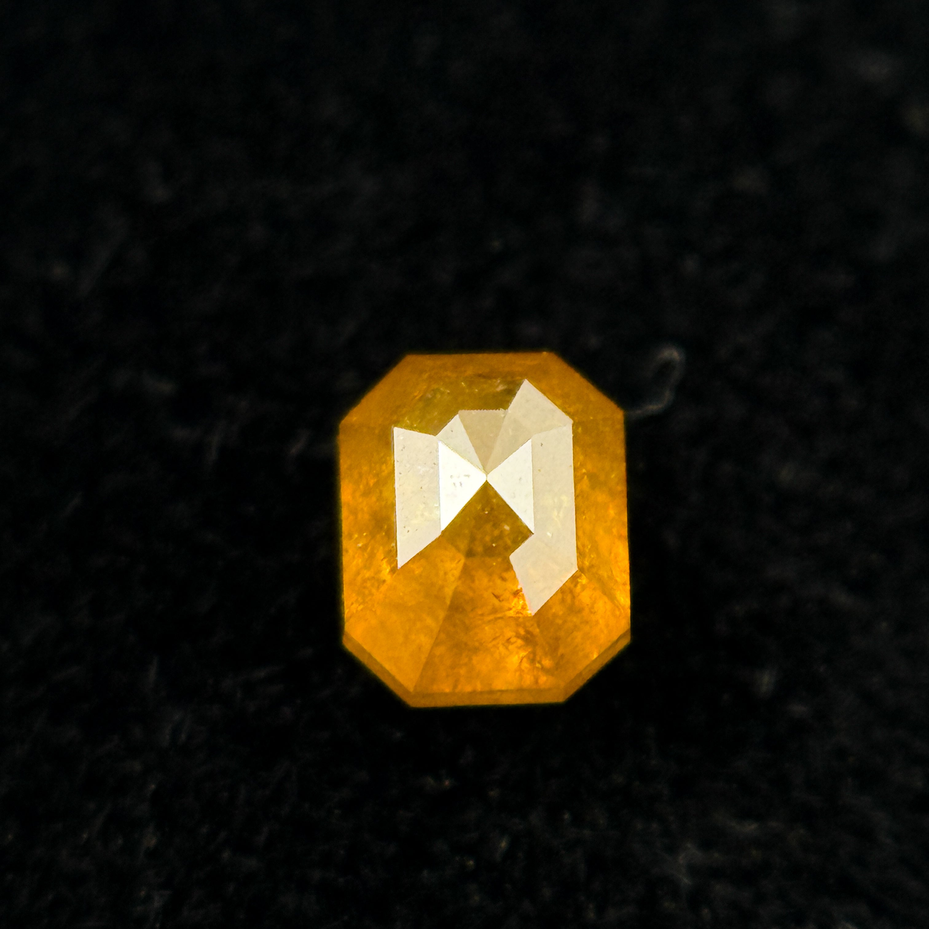 0.35 Ct Emerald Rose Cut Orange Natural Salt and Pepper Diamond