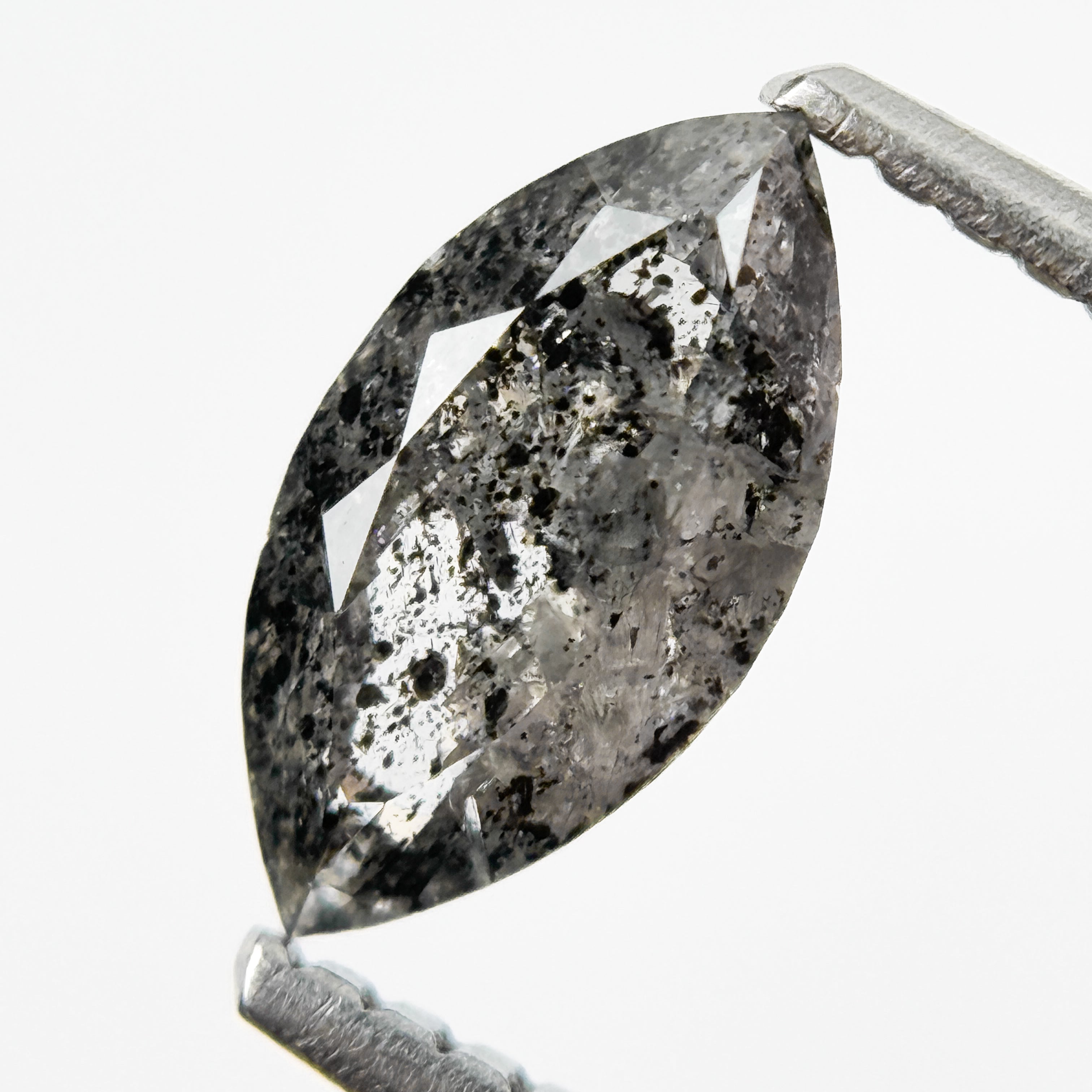 0.83 Ct Marquise Rose Cut Grey Natural Salt and Pepper Diamond