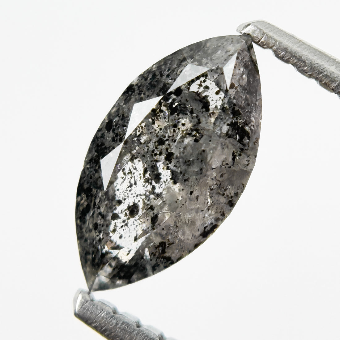 0.83 Ct Marquise Rose Cut Grey Natural Salt and Pepper Diamond